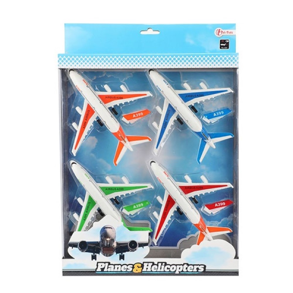 Flugzeug - Set aus 4 farbigen Flugzeugen