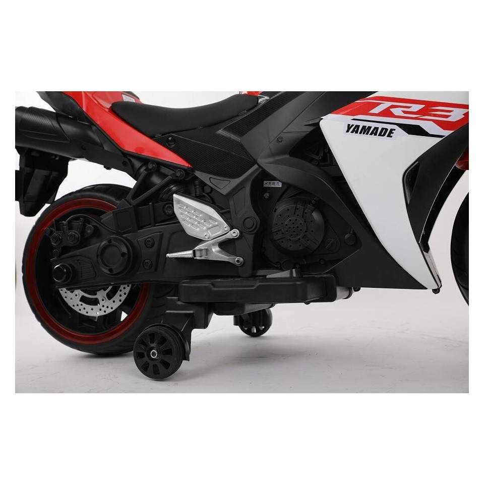 ES-Toys Elektro Kindermotorrad 888 – 12V 4,5A Akku – mit Stützräder, Musik und Lichter -Pink