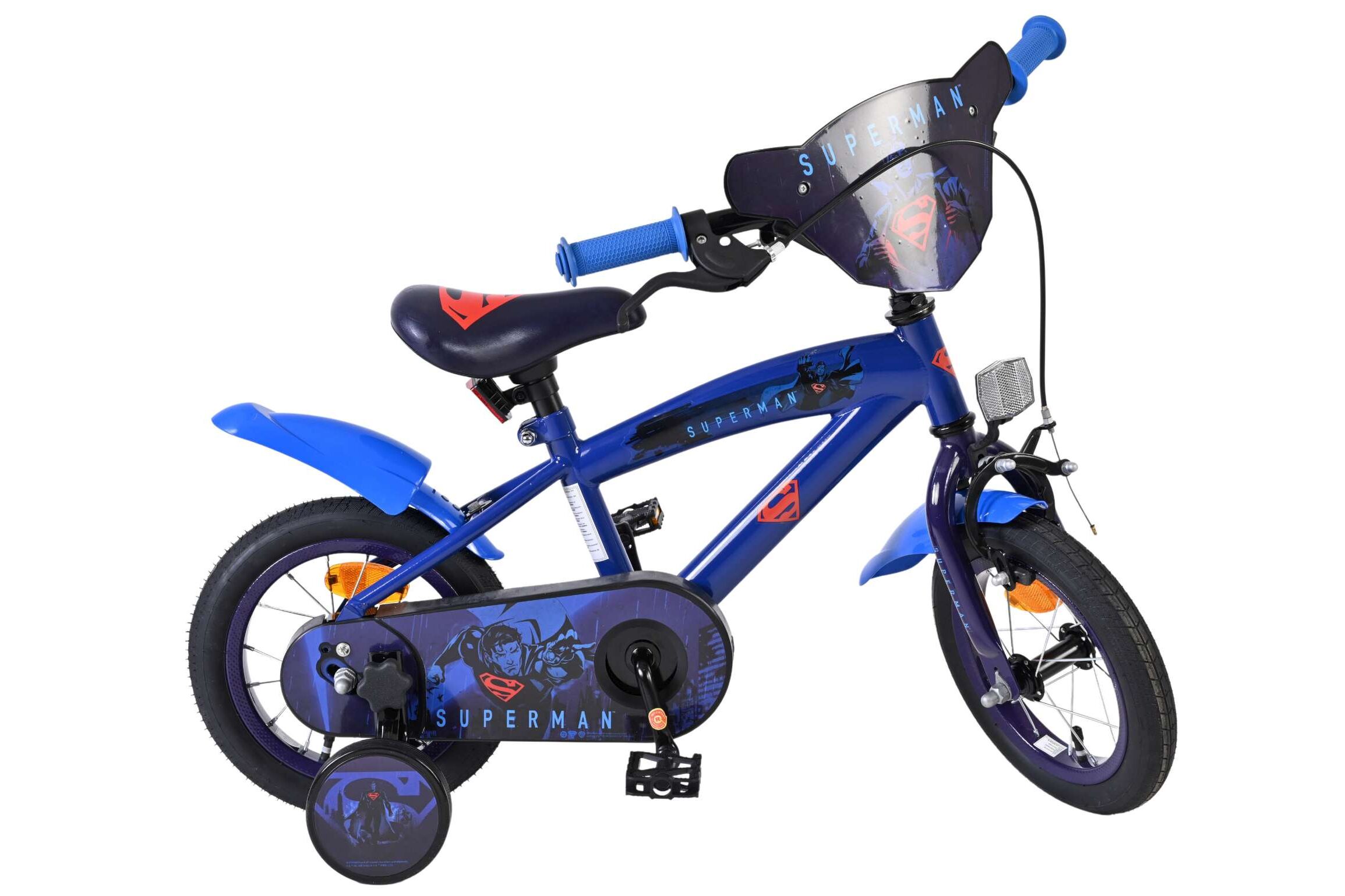 Volare Kinderfahrrad Superman für Jungen 12 Zoll Kinderrad in Blau