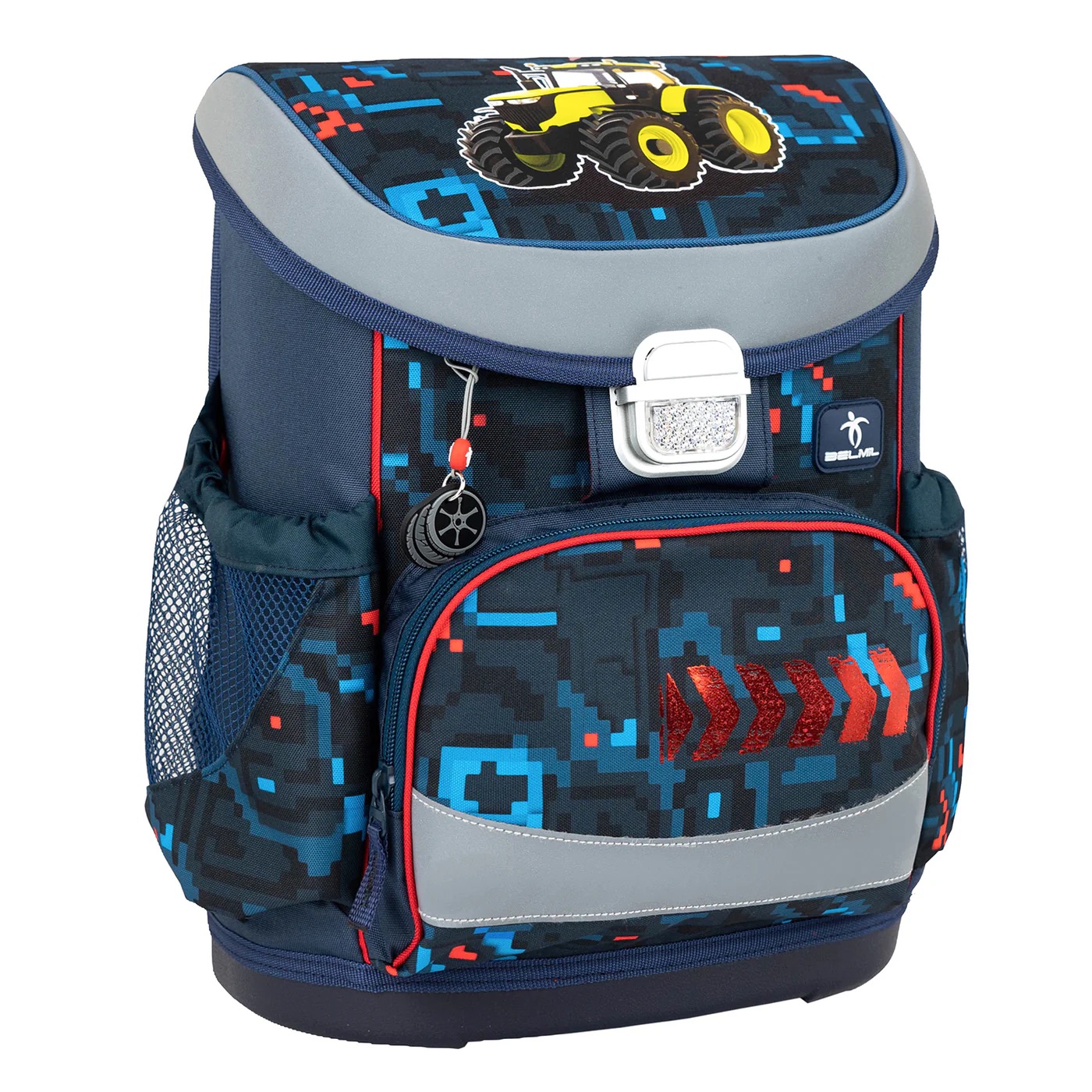 Belmil Mini-Fit ergonomisches Schulranzen-Set 4-teilig "PixelTrak" mit Brustgurt