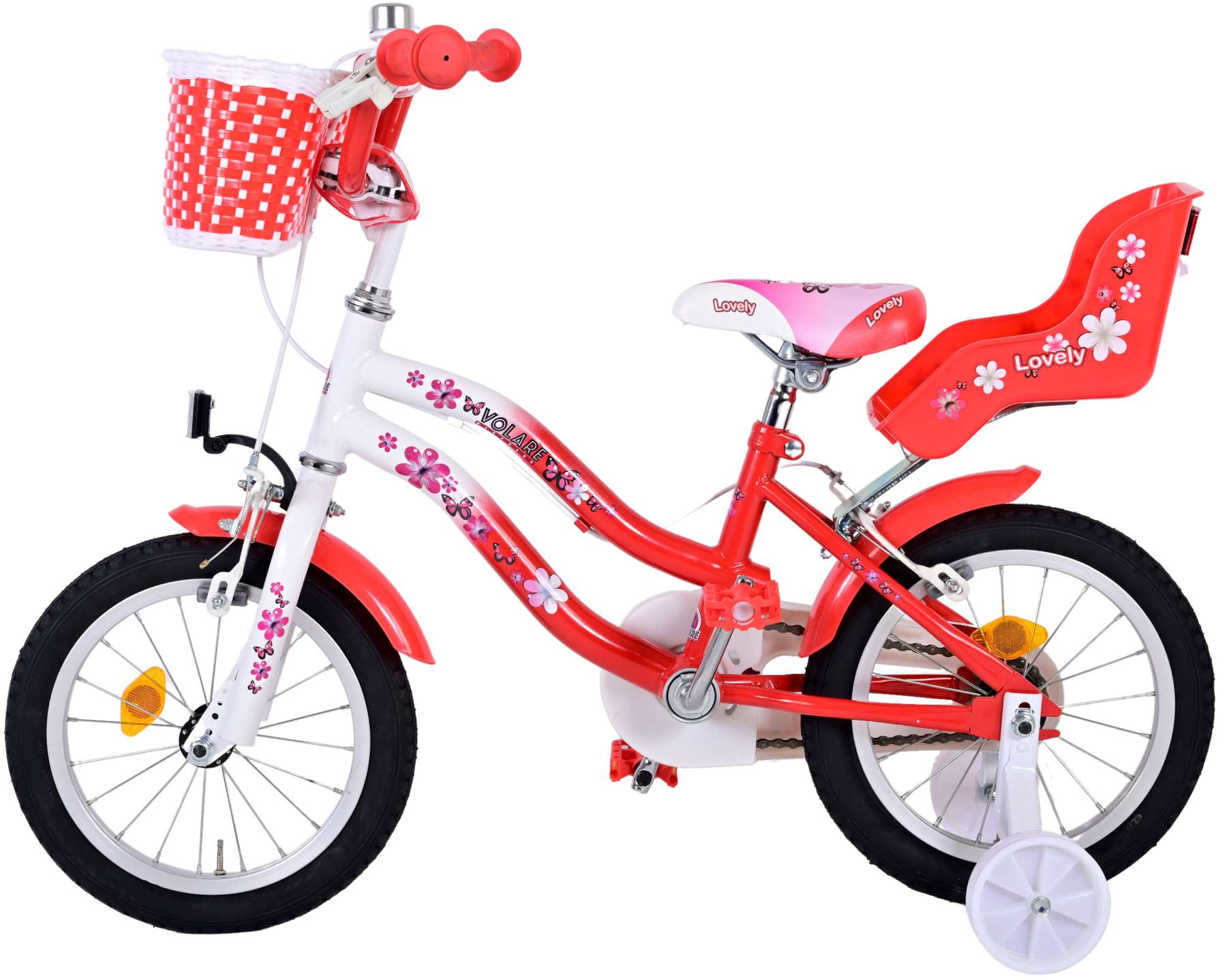 Kinderfahrrad Lovely für Mädchen 14 Zoll Kinderrad Rot Weiß Fahrrad
