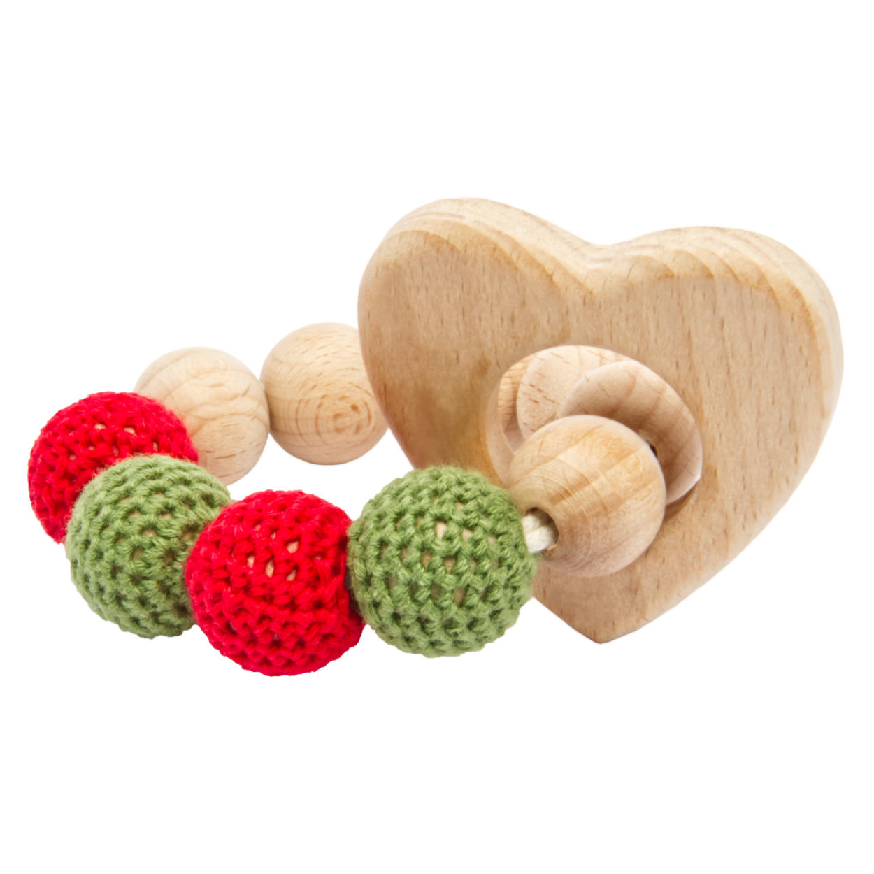 Handgestricktes Reh Ivy Set Babyrassel Holzspielzeug und Baumwolle Handgestricktes Reh Ivy Set Babyrassel Holzspielzeug und Baumwolle