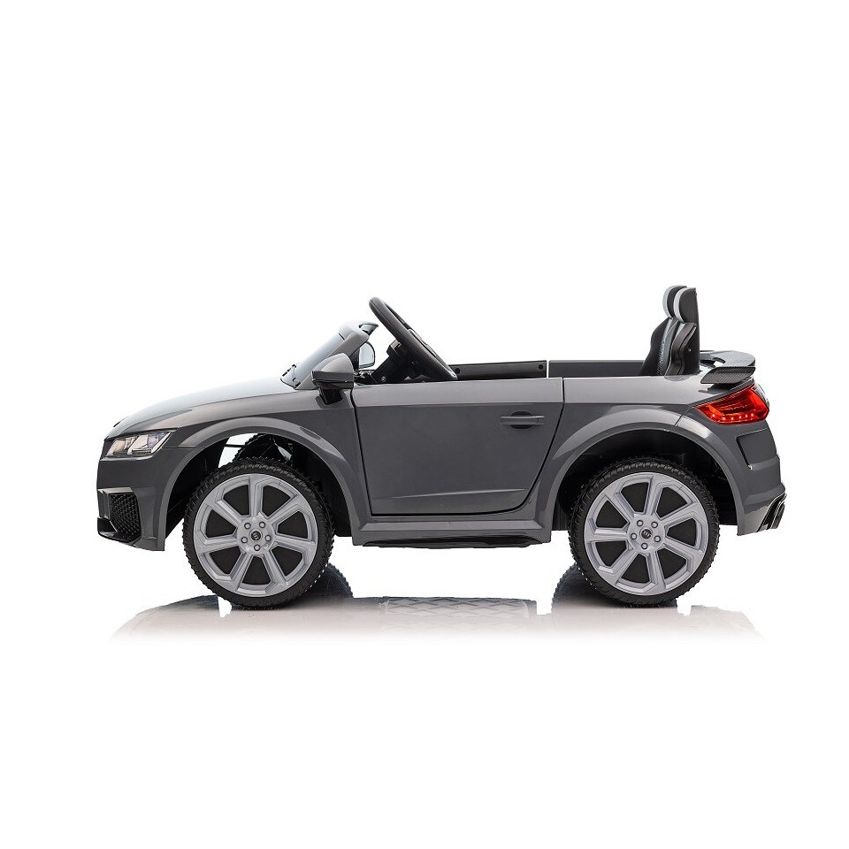 ES-Toys Kinderfahrzeug – Elektro Auto „Audi TTRS“ – lizenziert – 12V7A Akku und 2 Motoren- 2,4Ght+MP3+EVA+Leder – Nardo Grau