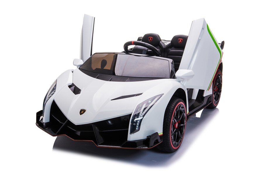 ES-Toys Kinderfahrzeug – Elektro Auto „Lamborghini Veneno 615B“ – lizenziert – 12V7AH, 4 Motoren- 2,4Ghz Fernsteuerung, MP3, Ledersitz+EVA – Pink
