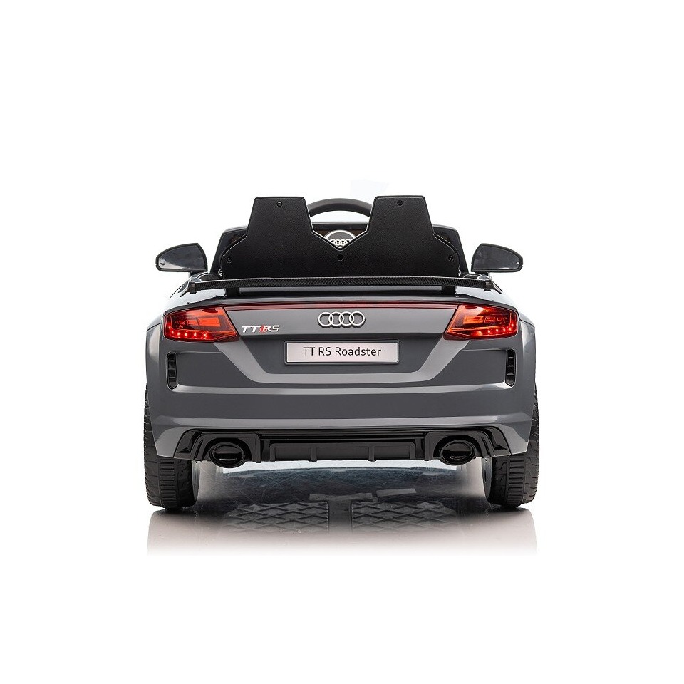 ES-Toys Kinderfahrzeug – Elektro Auto „Audi TTRS“ – lizenziert – 12V7A Akku und 2 Motoren- 2,4Ght+MP3+EVA+Leder – Nardo Grau
