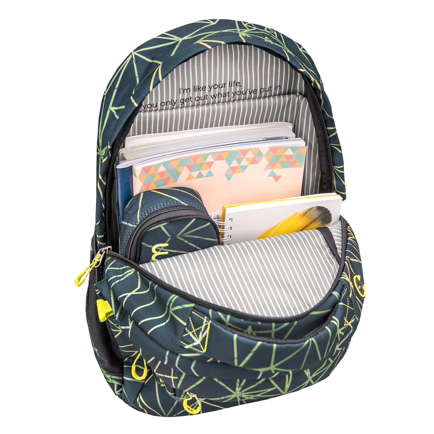 Rucksack Infinity Schulrucksack Set 3 tlg. "Stripes Green"