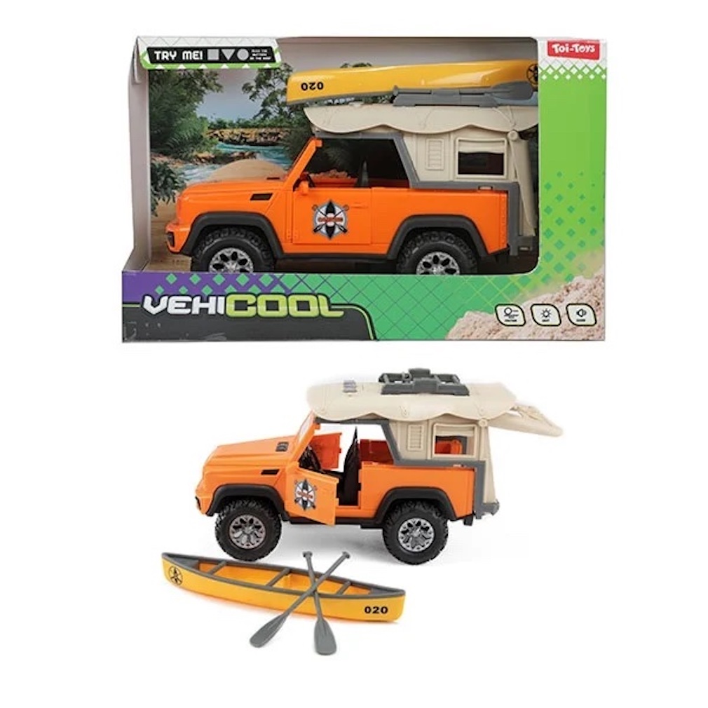 Spielzeug-Auto Jeep und Kanu mit Licht und Sound