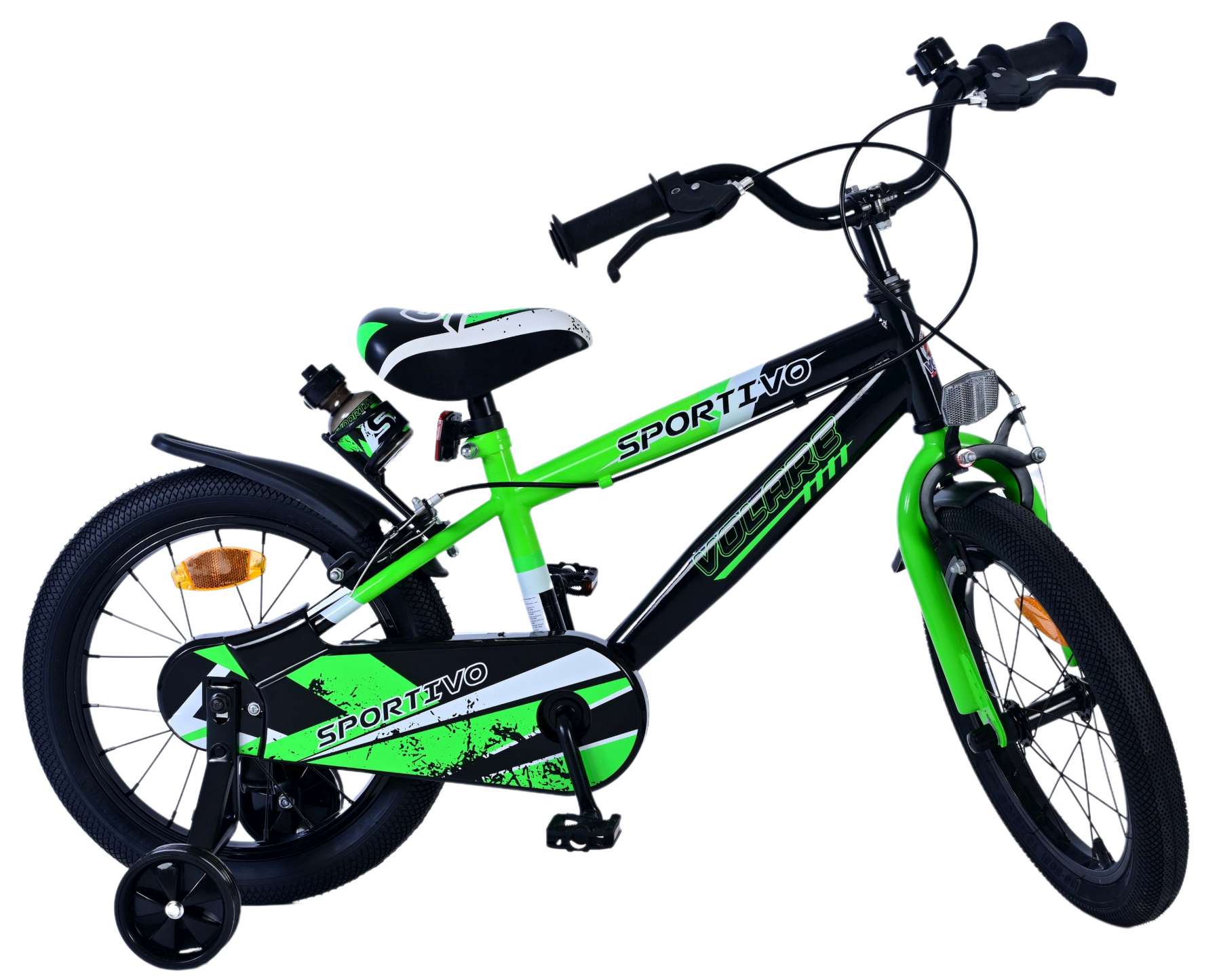 Kinderfahrrad Sportivo für Jungen 16 Zoll Kinderrad Neon Schwarz Grün