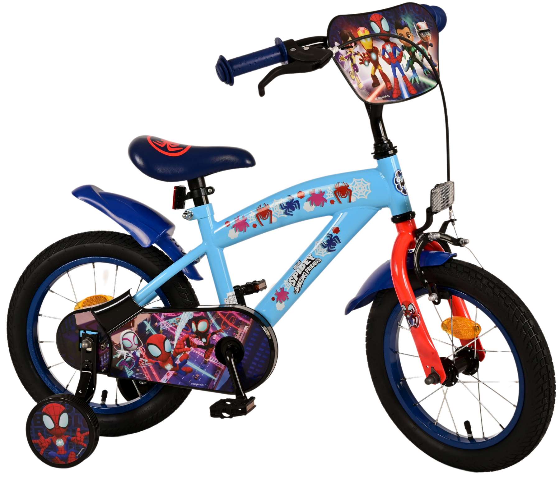 Kinderfahrrad Spidey für Jungen 14 Zoll Kinderrad in Blau Fahrrad