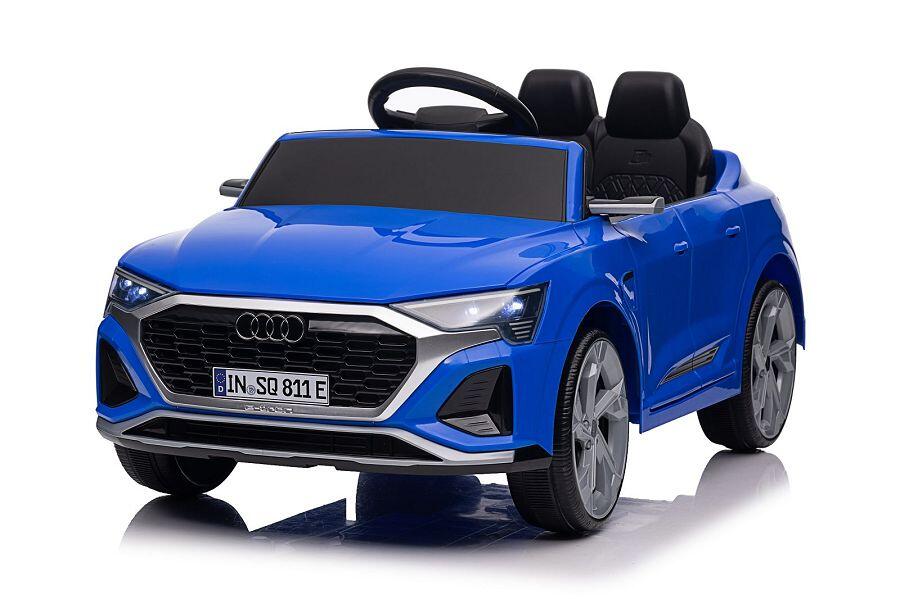 ES-Toys Kinderfahrzeug – Elektro Auto „Audi SQ8“ – lizenziert – 12V Akku und 2 Motoren- 2,4Ghz + MP3 + Leder + EVA – Blau