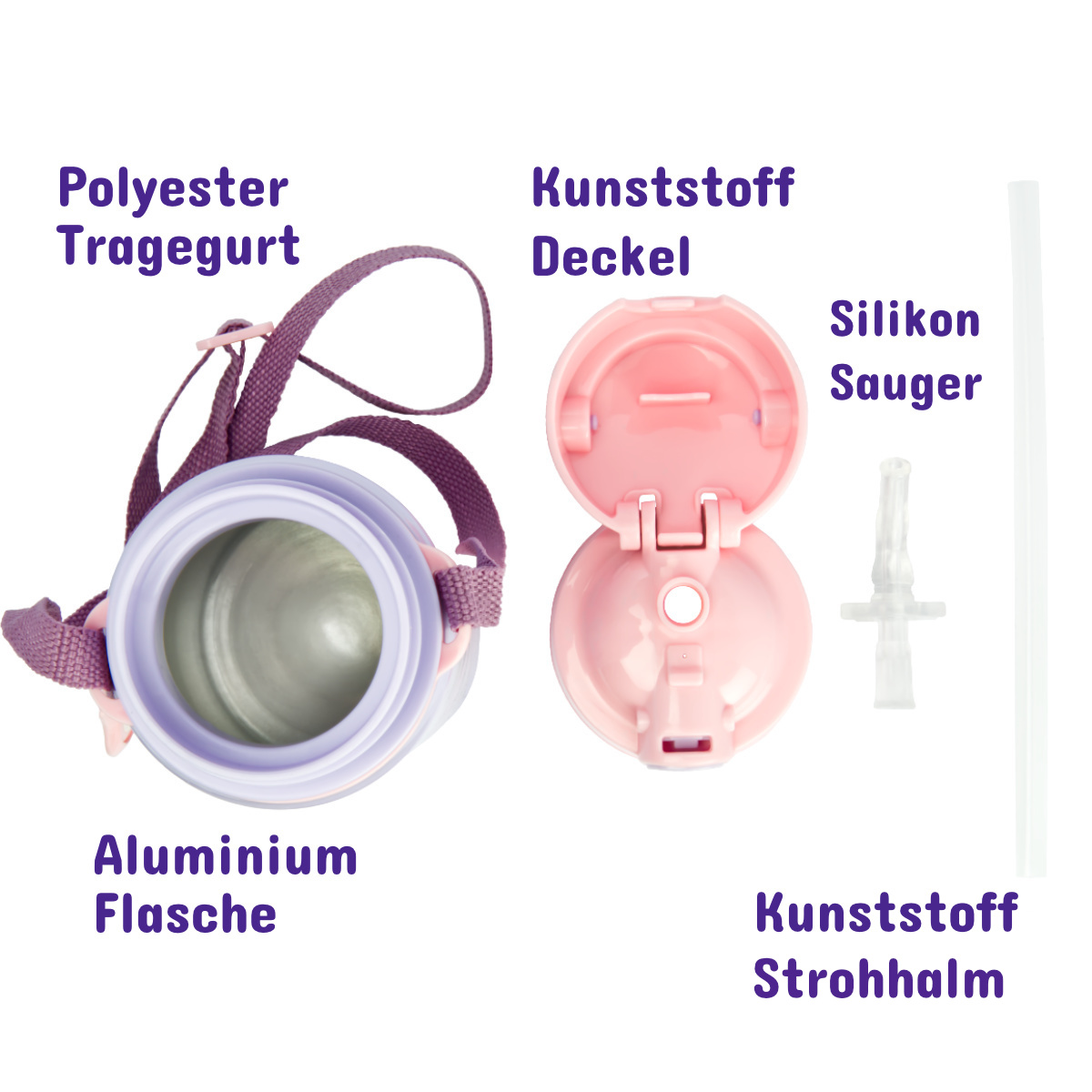 Trinkflasche Frozen Elsa Anna mit Tragegurt Aluminium 600ml Schule Sport Trinkflasche Frozen Elsa Anna mit Tragegurt Aluminium 600ml Schule Sport