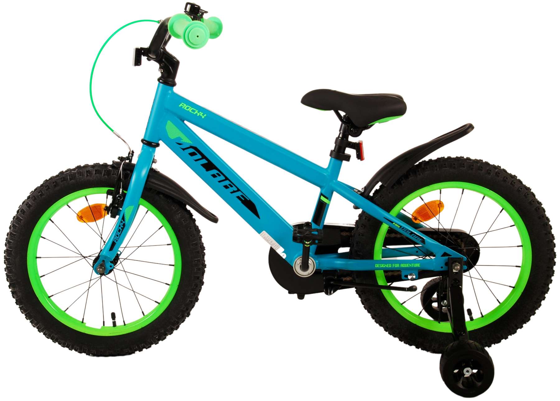 Kinderfahrrad Rocky Fahrrad für Jungen 16 Zoll Kinderrad in Blau/Grün