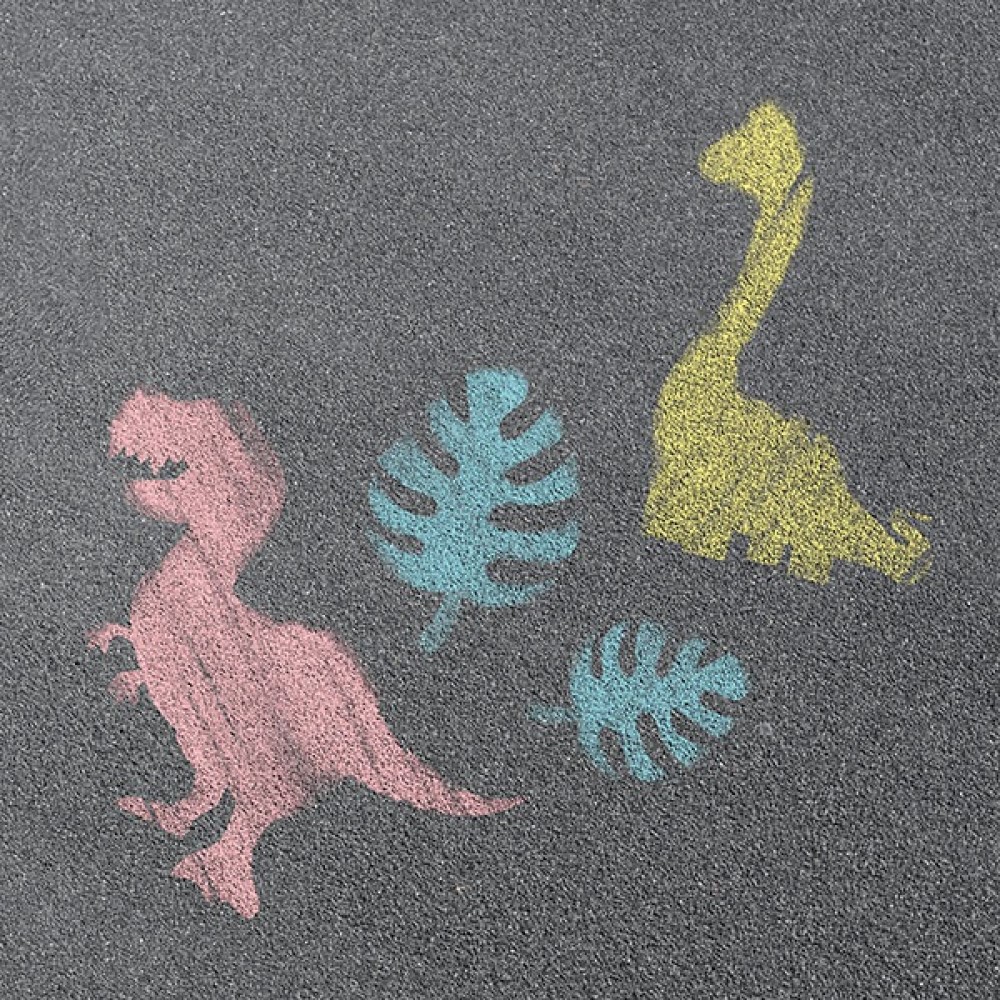 Dino Straßenkreide mit Dinosaurier-Schablonen Kreide