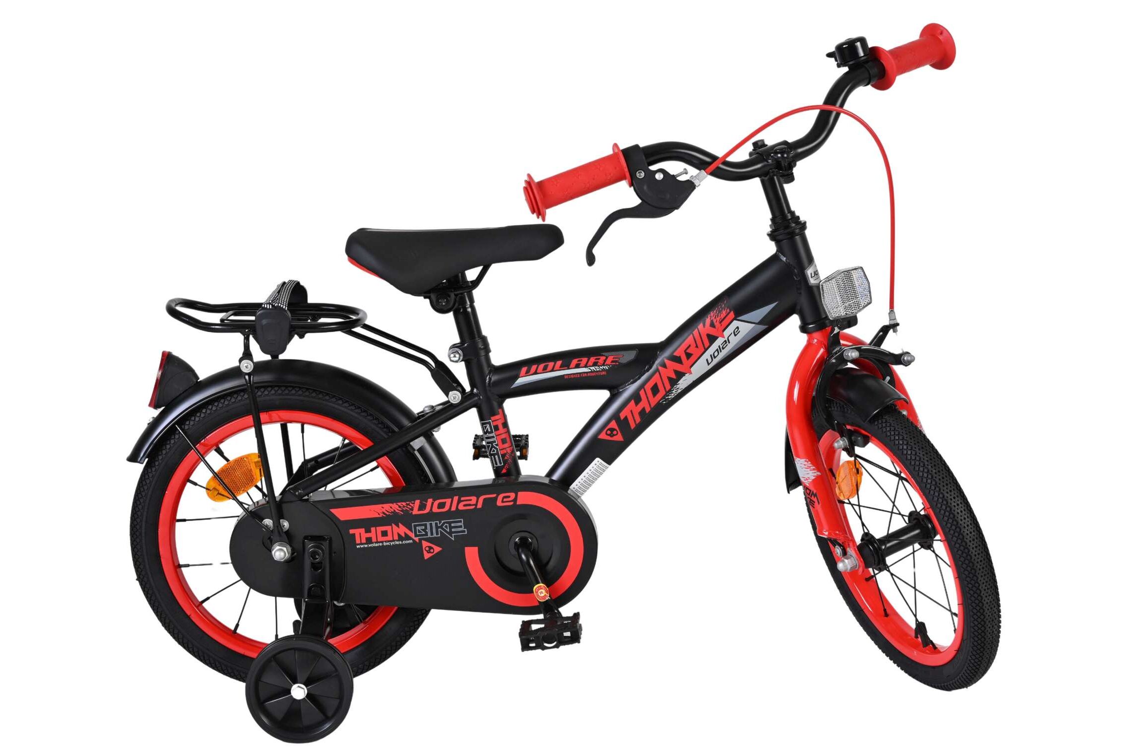 Volare Kinderfahrrad Thombike für Jungen 14 Zoll Kinderrad in Schwarz Rot