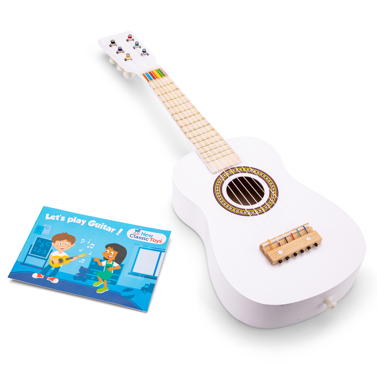 Gitarre Weiß Kindergitarre Kinder-Instrument Musikspielzeug aus Holz