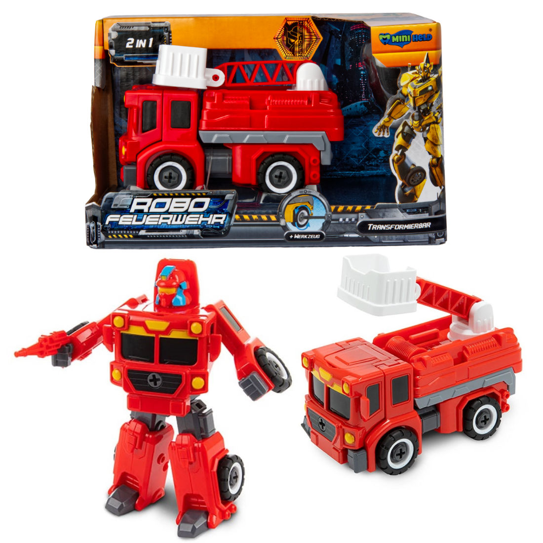 Verwandlungs Roboter Feuerwehr Transformierbarer Drehleiter Lastwagen Verwandlungs Roboter Feuerwehr Transformierbarer Drehleiter Lastwagen