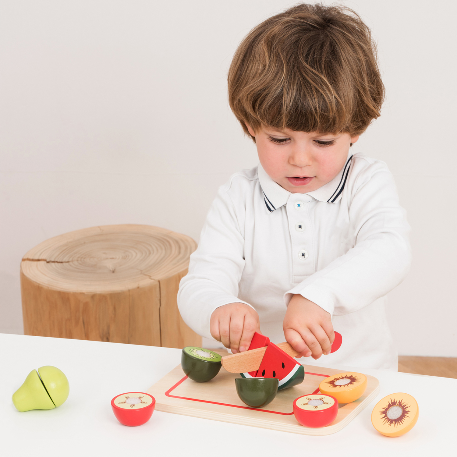 Früchte schneiden Holzspielzeug mit Holzbrett Kinderküchen-Zubehör