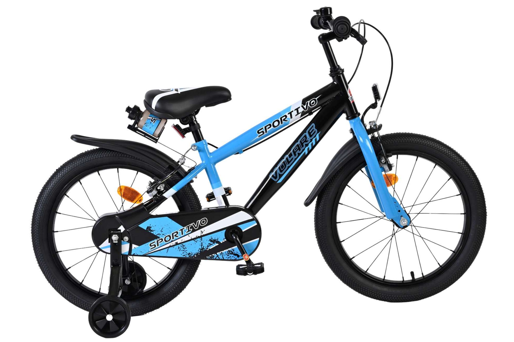 Volare Kinderfahrrad Sportivo für Jungen 18 Zoll Kinderrad in Blau Schwarz, Zwei Handbremsen