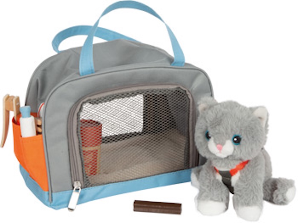 Katze mit Tasche und Pflege-Set Katze mit Tasche und Pflege-Set