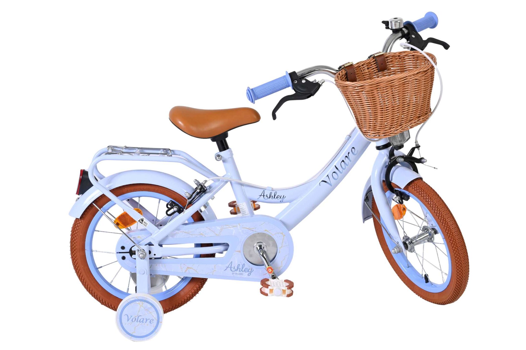 Kinderfahrrad Ashley für Mädchen 14 Zoll Kinderrad in Pastellblau, Zwei Handbremsen