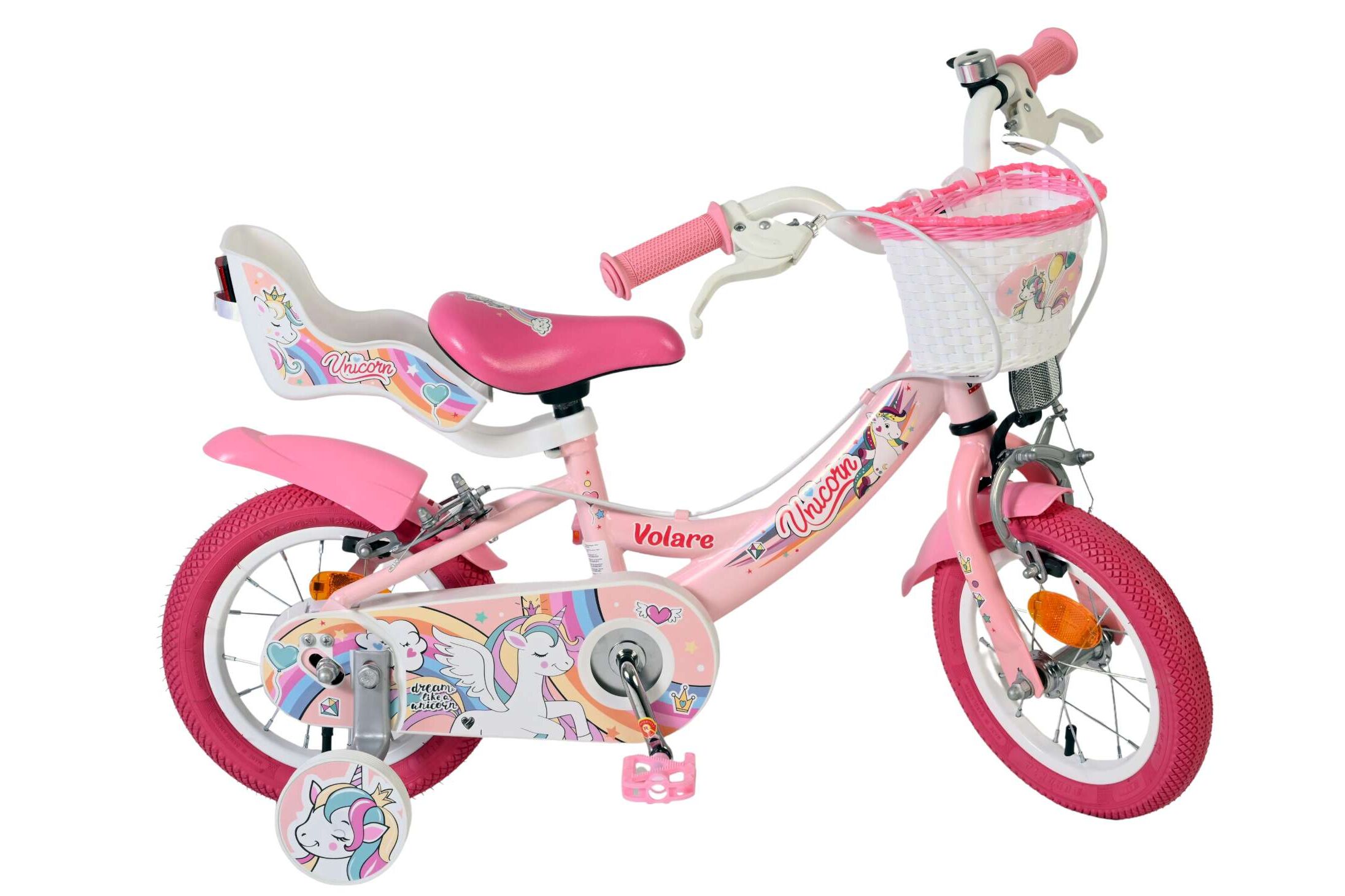 Kinderfahrrad Unicorn für Mädchen 12 Zoll Kinderrad in Rosa, Zwei Handbremsen Kinderfahrrad Unicorn für Mädchen 12 Zoll Kinderrad in Rosa, Zwei Handbremsen