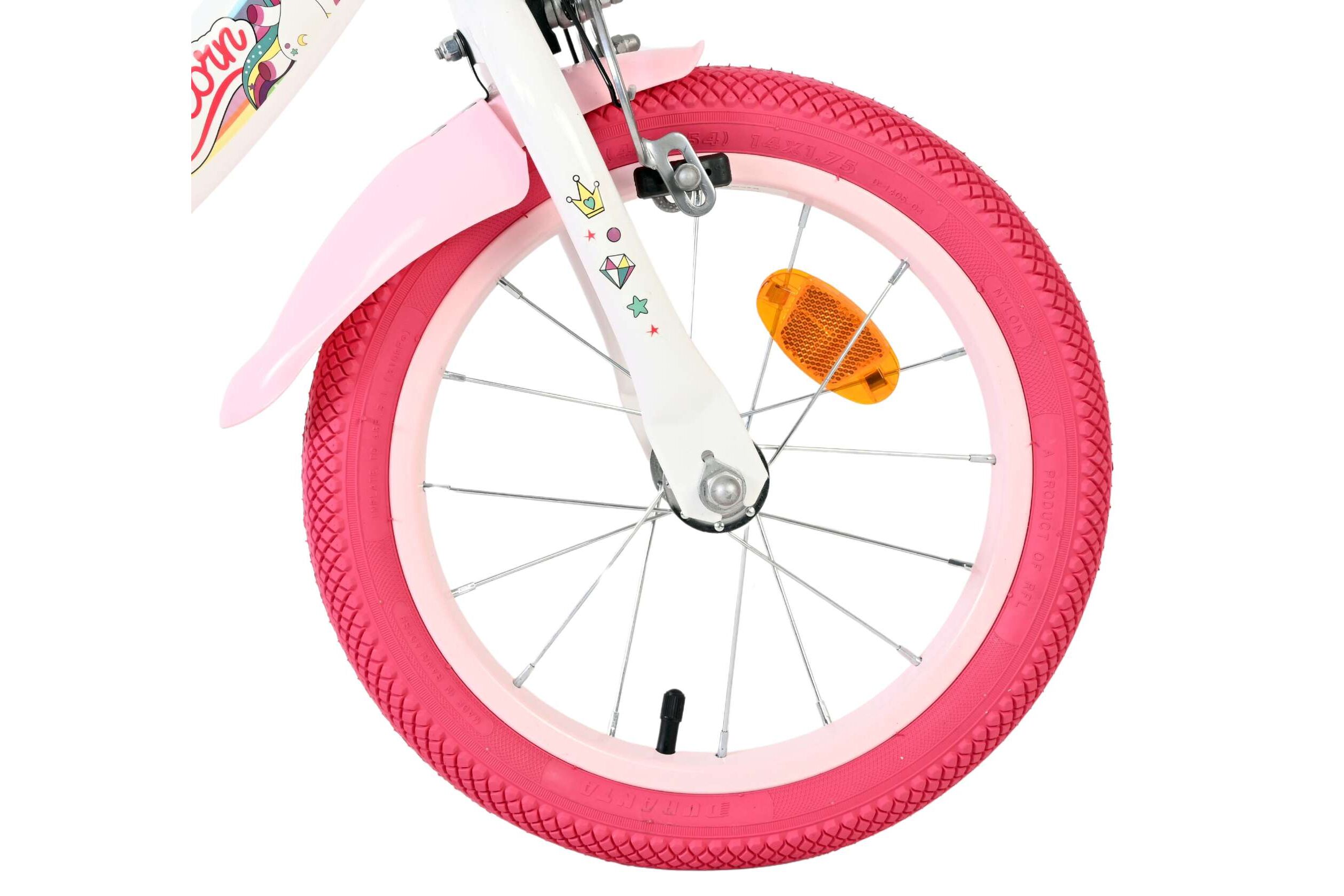Kinderfahrrad Unicorn für Mädchen 14 Zoll Kinderrad in Weiß, Zwei Handbremsen Kinderfahrrad Unicorn für Mädchen 14 Zoll Kinderrad in Weiß, Zwei Handbremsen