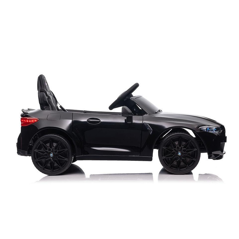 ES-Toys Kinderauto Elektrisch „BMW M4“ – lizenziert – 12V7A Akku, 2 Motoren- 2,4Ghz Fernsteuerung, MP3, Ledersitz+EVA – Weiss