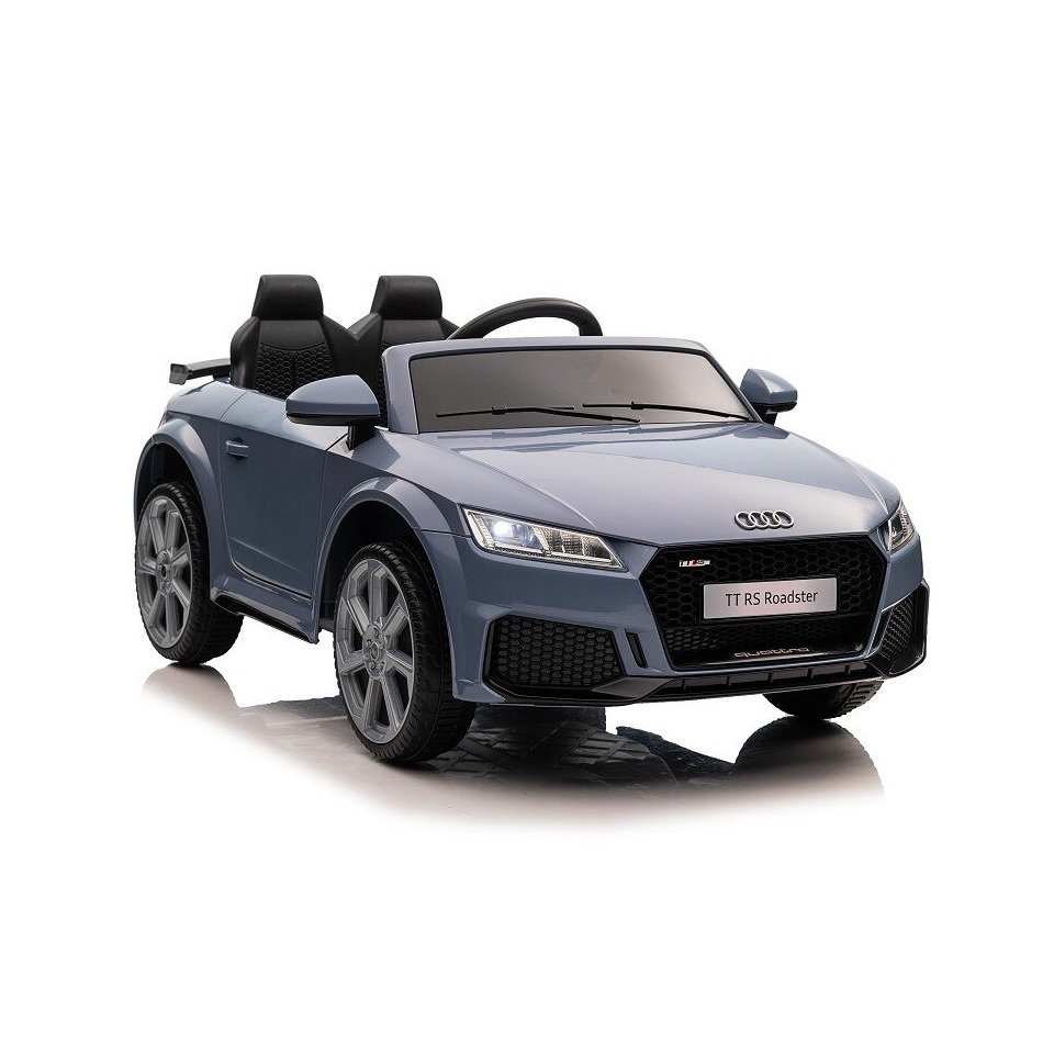 ES-Toys Kinderfahrzeug – Elektro Auto „Audi TTRS“ – lizenziert – 12V7A Akku und 2 Motoren- 2,4Ght+MP3+EVA+Leder – Nardo Grau
