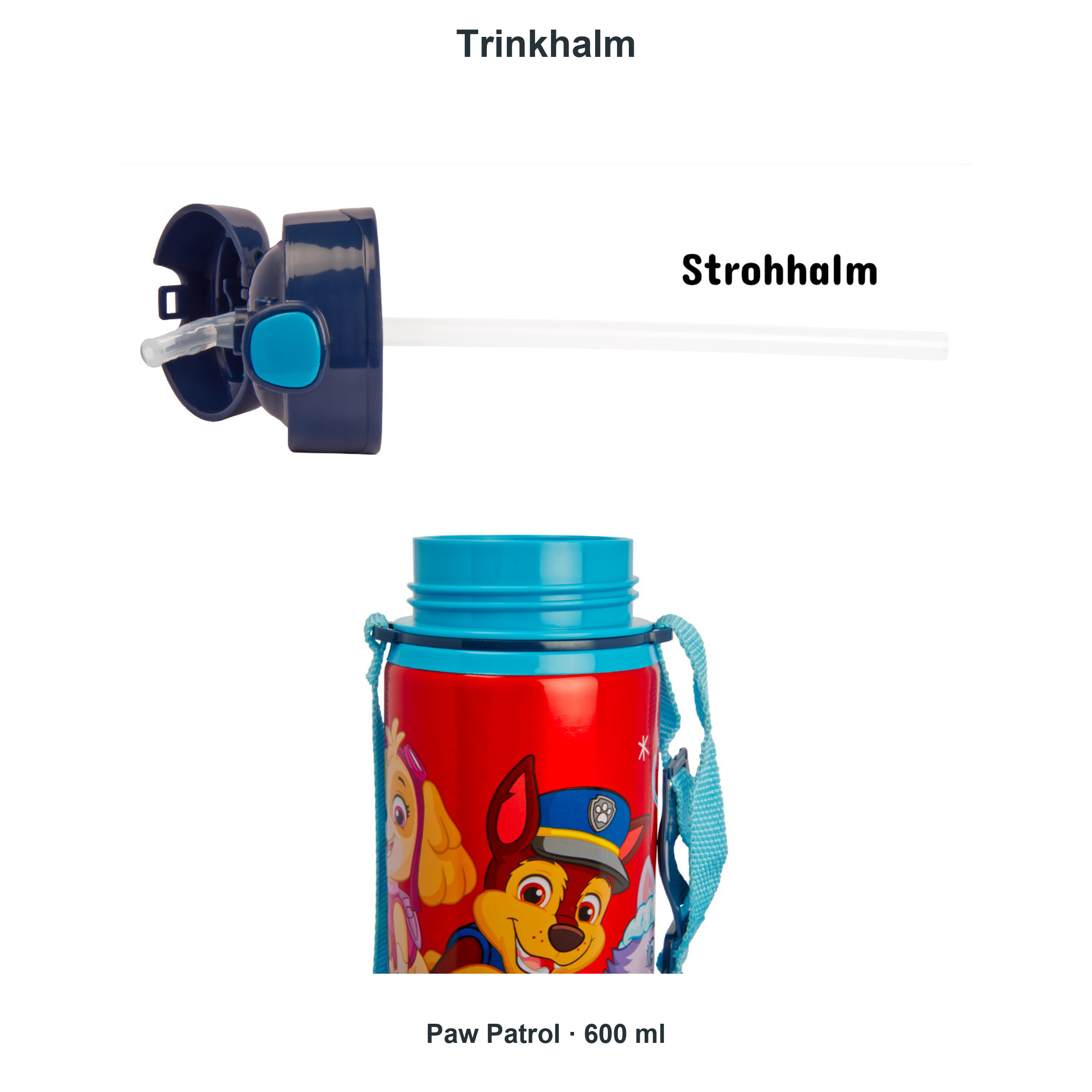 miniHeld Trinkflaschen-Set Paw Patrol 2er-Pack, 2 Kinder Trinkflaschen Aluminium mit Tragegurt