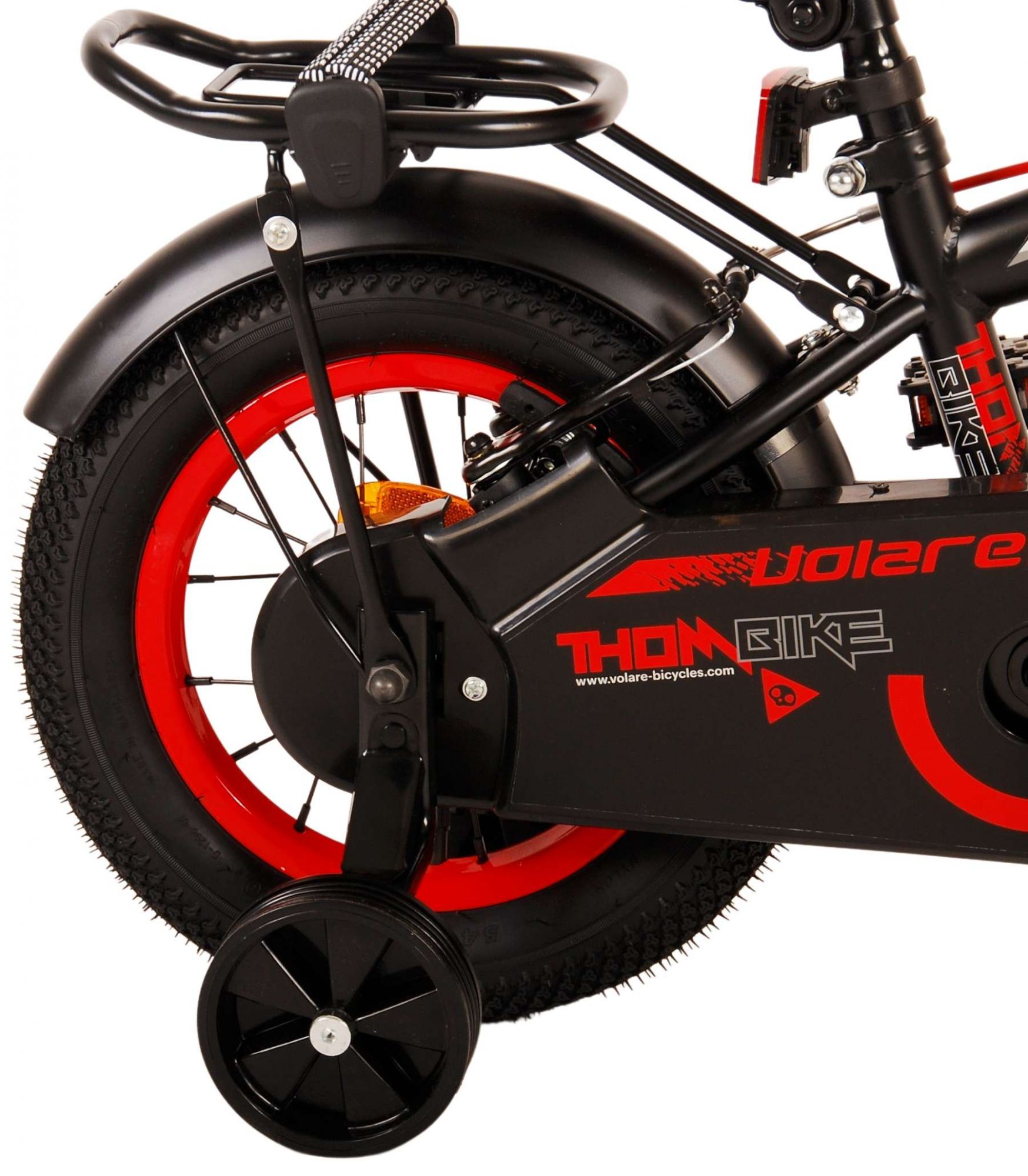 Kinderfahrrad Thombike für Jungen 12 Zoll Kinderrad in Schwarz Rot