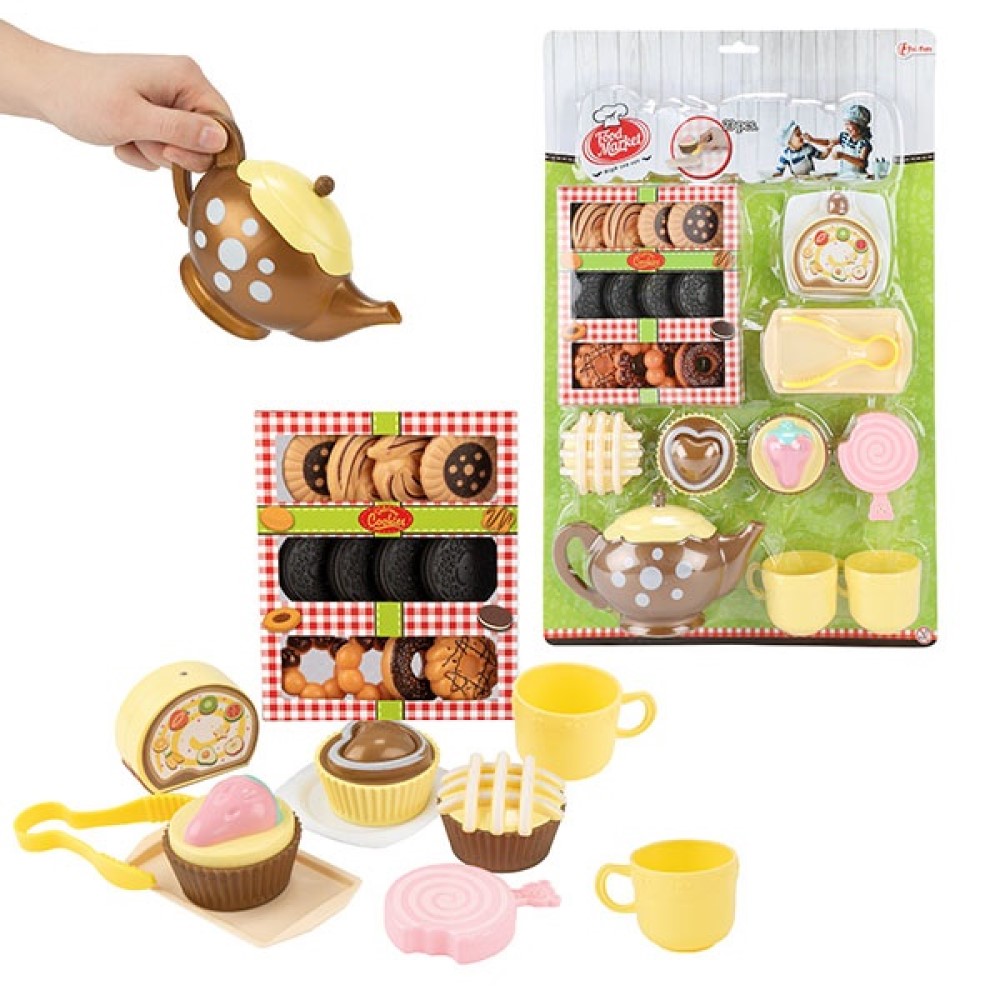 Teeservice Kinder Geschirr mit Teekanne Kekse Cupcake