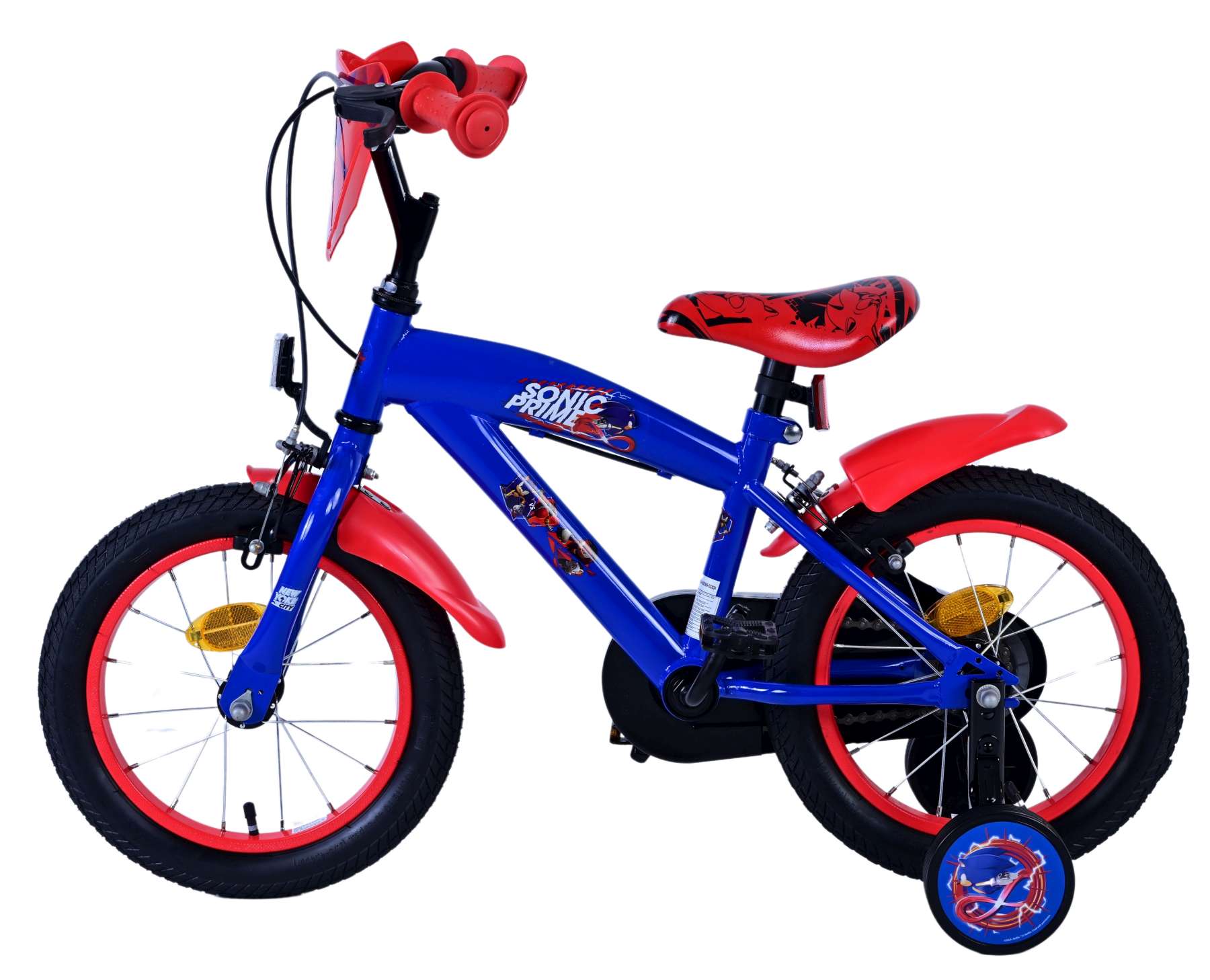 Kinderfahrrad Sonic Prime für Jungen 14 Zoll Kinderrad in Blau Rot