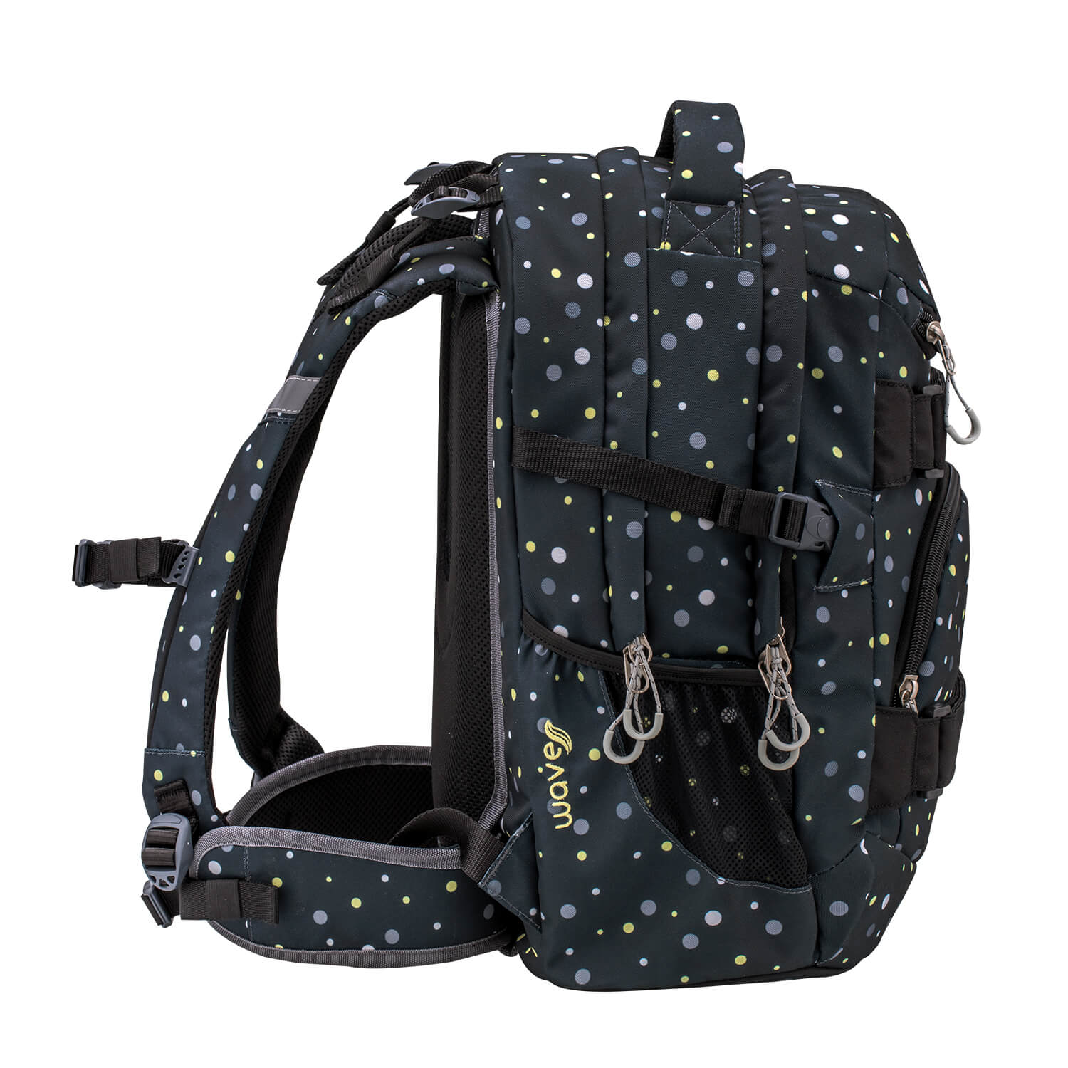 Rucksack Infinity Schulrucksack "Black and Yellow Dots"