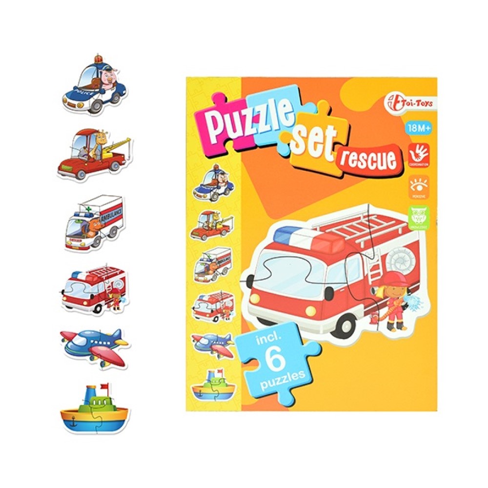 Baby Puzzle-Set Rettungsdienste 6 Fahrzeuge