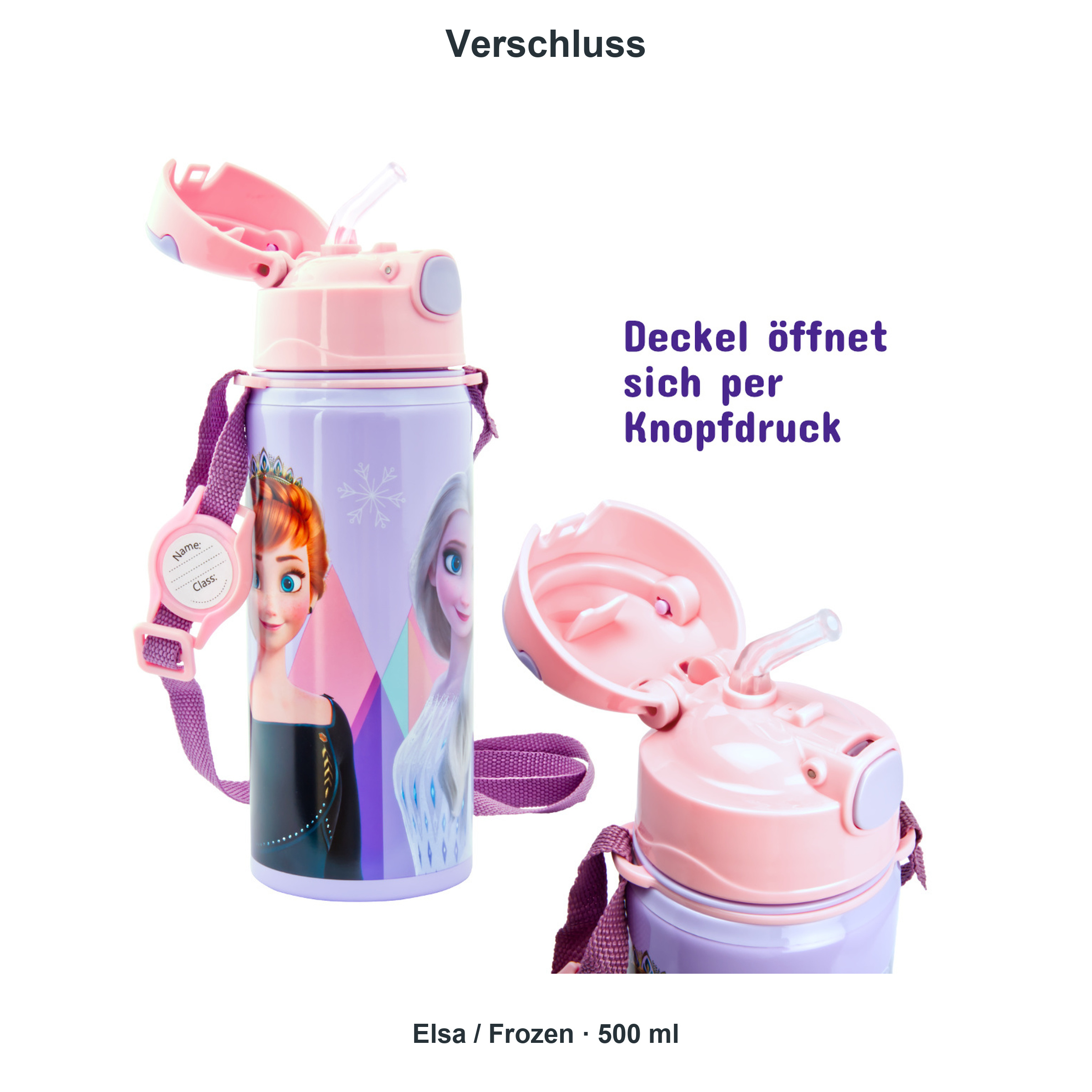miniHeld Trinkflaschen-Set Elsa (Frozen) 2er-Pack, 2 Kinder Trinkflaschen Aluminium mit Tragegurt miniHeld Trinkflaschen-Set Elsa (Frozen) 2er-Pack, 2 Kinder Trinkflaschen Aluminium mit Tragegurt