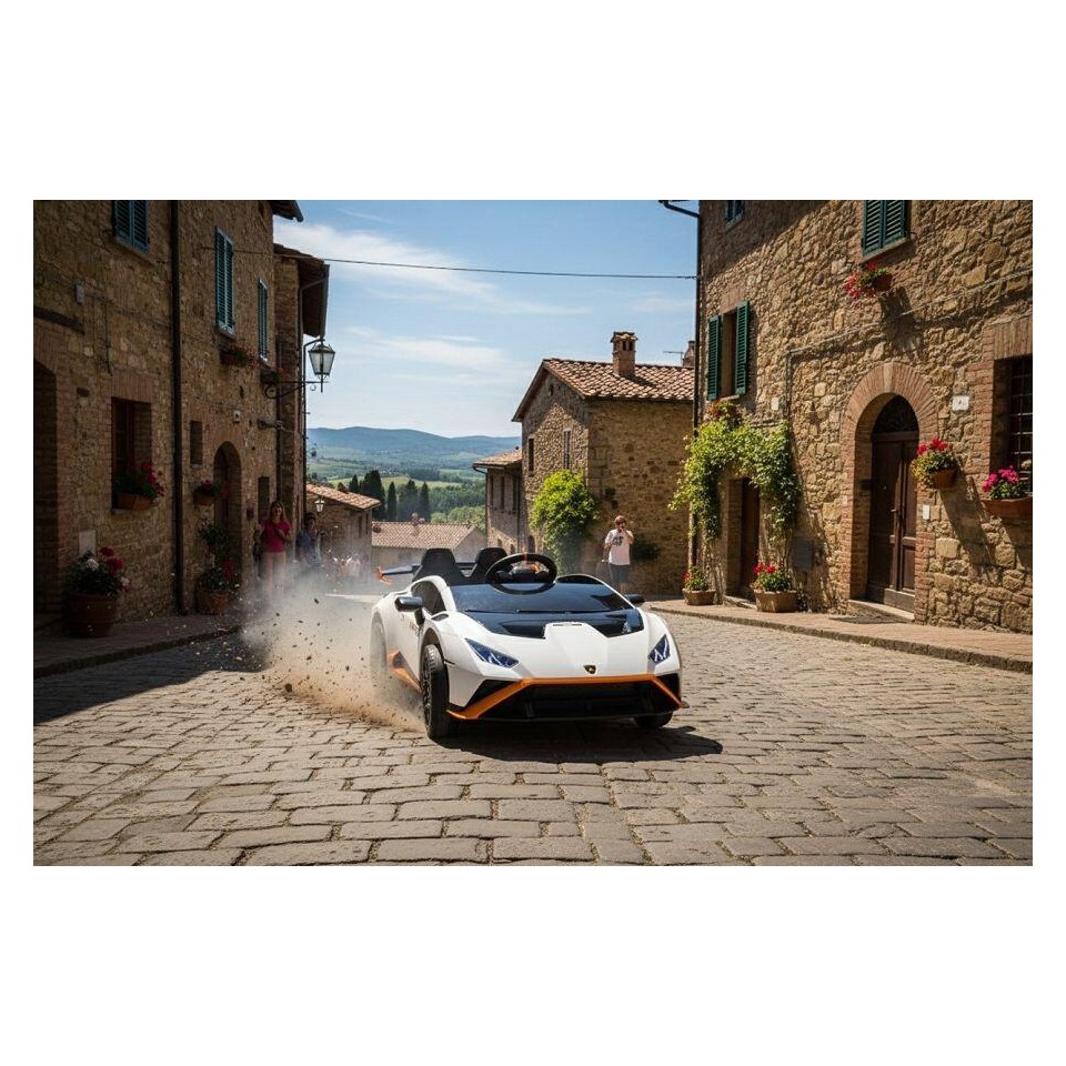 ES-Toys Elektro Kinderauto „Lamborghini Huracan STO Drift“ – lizenziert – 24V Akku, 2 Motoren- 2,4Ghz Fernsteuerung, MP3, Ledersitz+EVA – Weiss ES-Toys Elektro Kinderauto „Lamborghini Huracan STO Drift“ – lizenziert – 24V Akku, 2 Motoren- 2,4Ghz Fernsteuerung, MP3, Ledersitz+EVA – Weiss