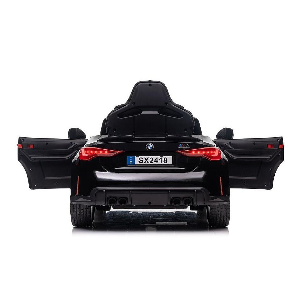 ES-Toys Kinderauto Elektrisch „BMW M4“ – lizenziert – 12V7A Akku, 2 Motoren- 2,4Ghz Fernsteuerung, MP3, Ledersitz+EVA – Weiss
