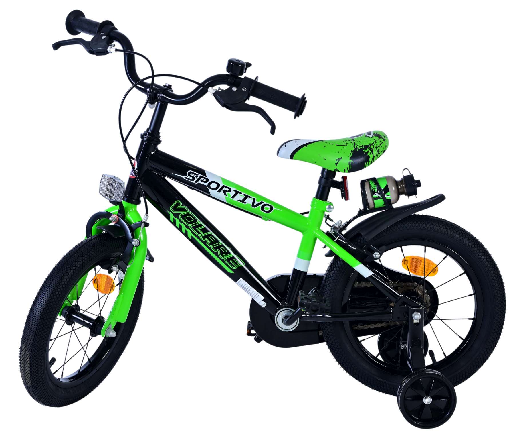 Kinderfahrrad Sportivo für Jungen 14 Zoll Kinderrad Grün Schwarz