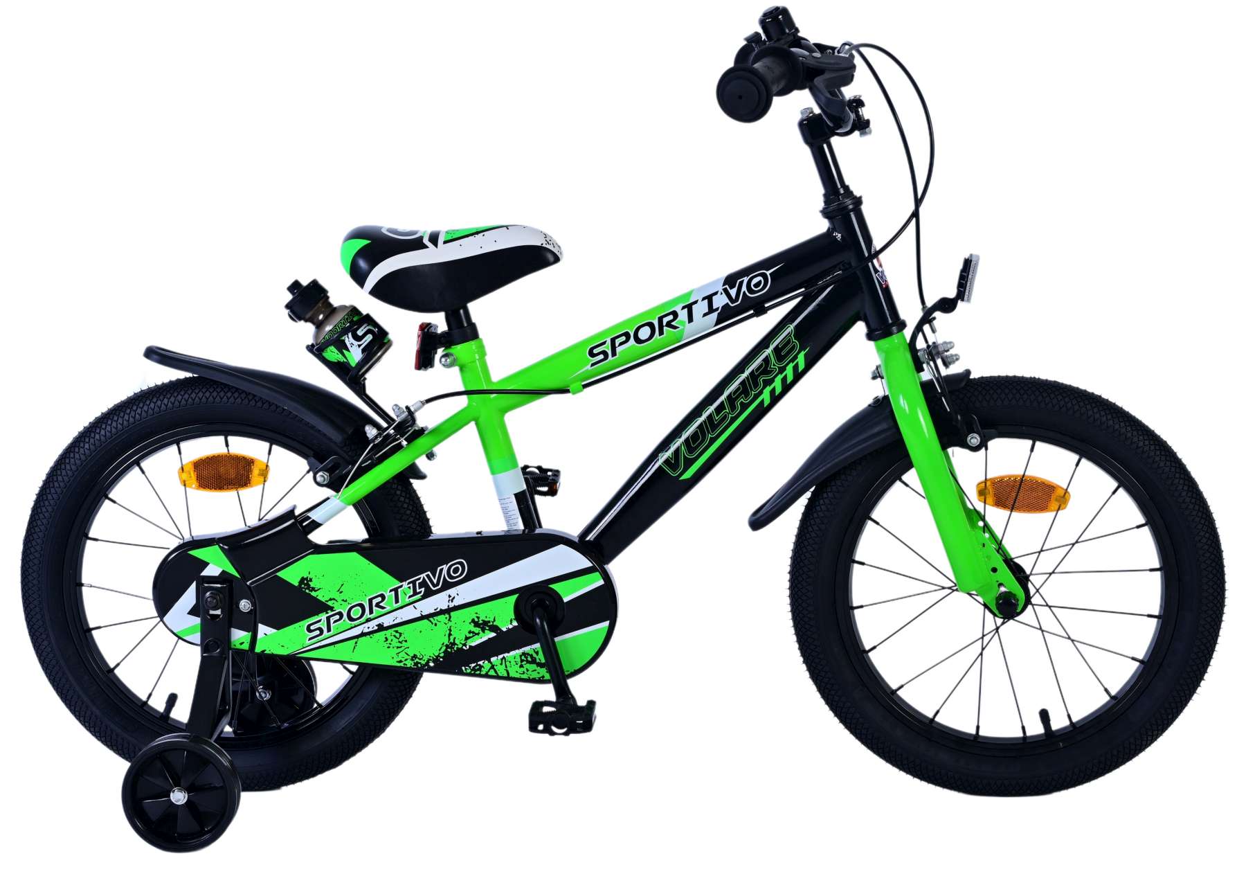 Kinderfahrrad Sportivo für Jungen 16 Zoll Kinderrad Neon Schwarz Grün