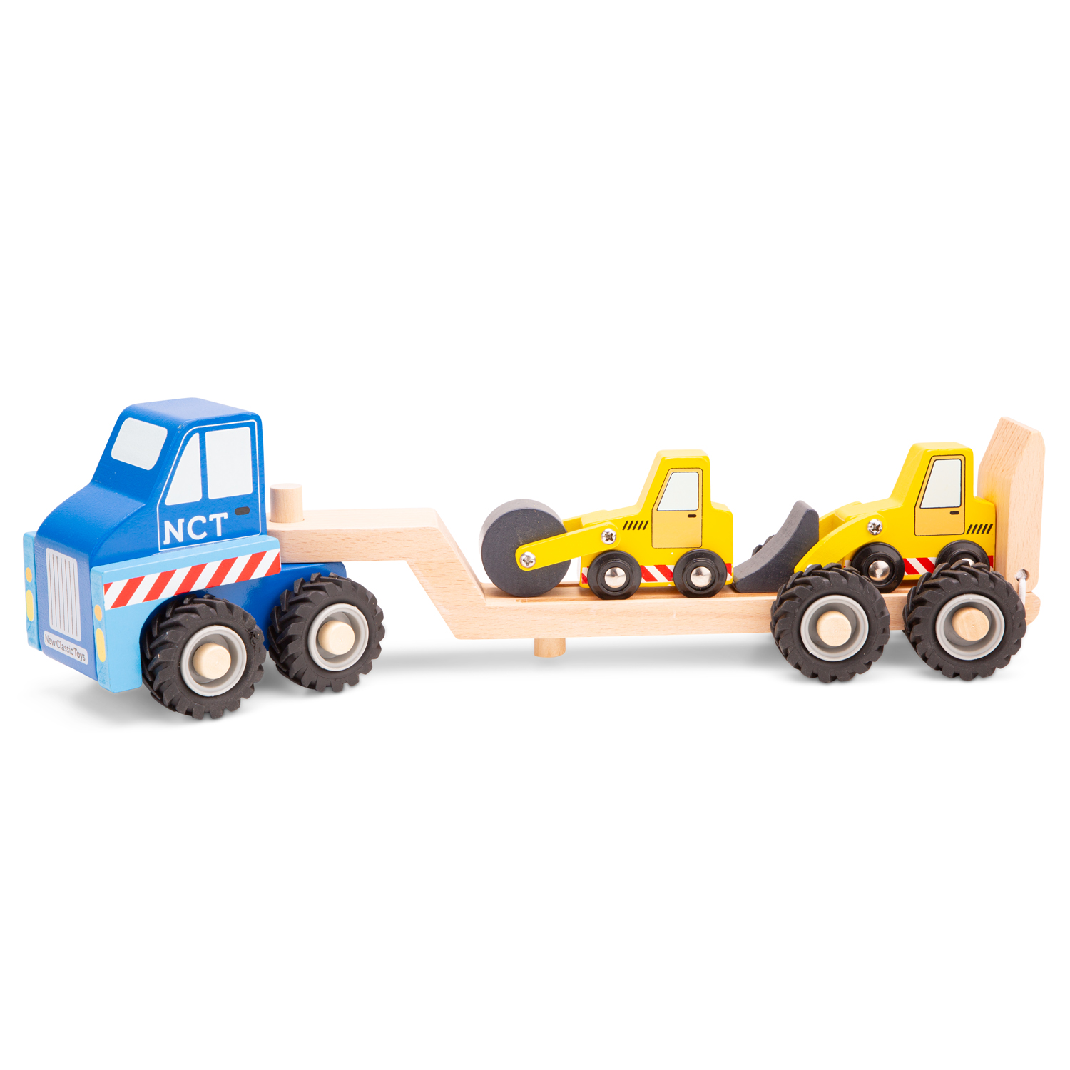 Autotransporter aus Holz mit Radlader Walze Abschleppwagen Transporter