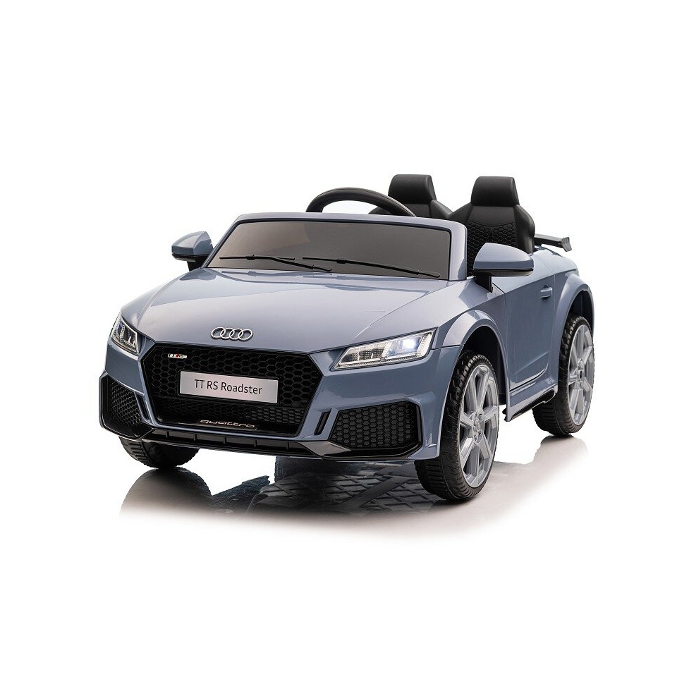 ES-Toys Kinderfahrzeug – Elektro Auto „Audi TTRS“ – lizenziert – 12V7A Akku und 2 Motoren- 2,4Ght+MP3+EVA+Leder – Nardo Grau