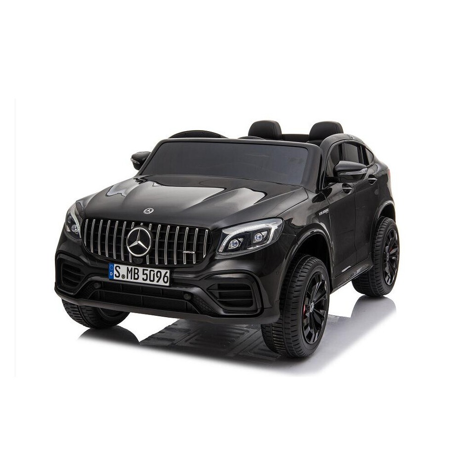 ES-Toys Kinderfahrzeug – Elektro Auto „Mercedes GLC63S“ – lizenziert – Doppelsitzer – 12V10AH Akku,4 Motoren+ 2,4Ghz+Ledersitz+EVA – Schwarz