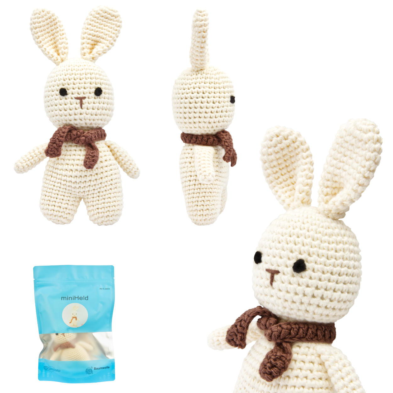 Handgestrickter Hase gehäkelt aus Baumwolle Spielzeug 18 cm Handgestrickter Hase gehäkelt aus Baumwolle Spielzeug 18 cm