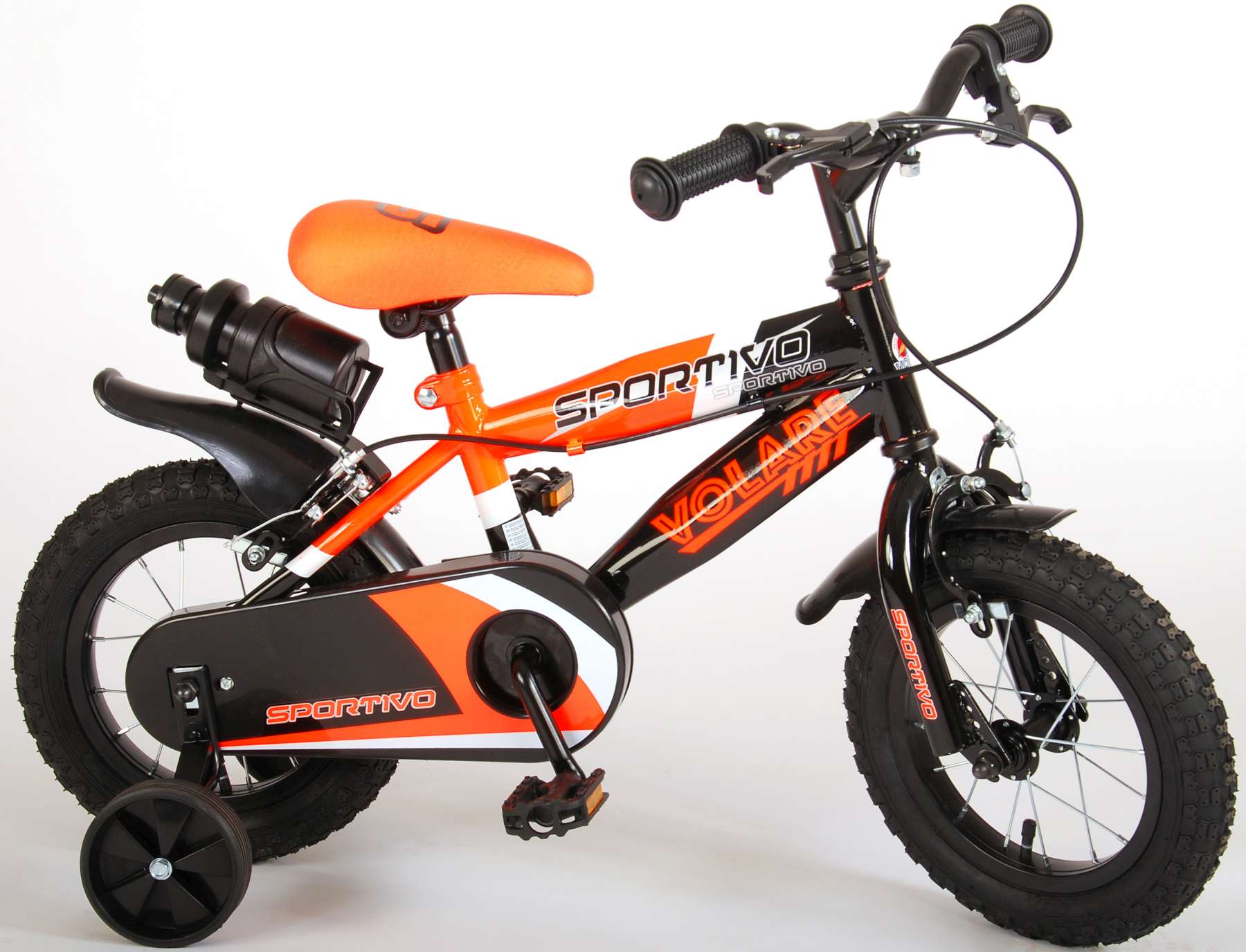 Kinderfahrrad Sportivo Jungen 12 Zoll Kinderrad Neon Orange Schwarz