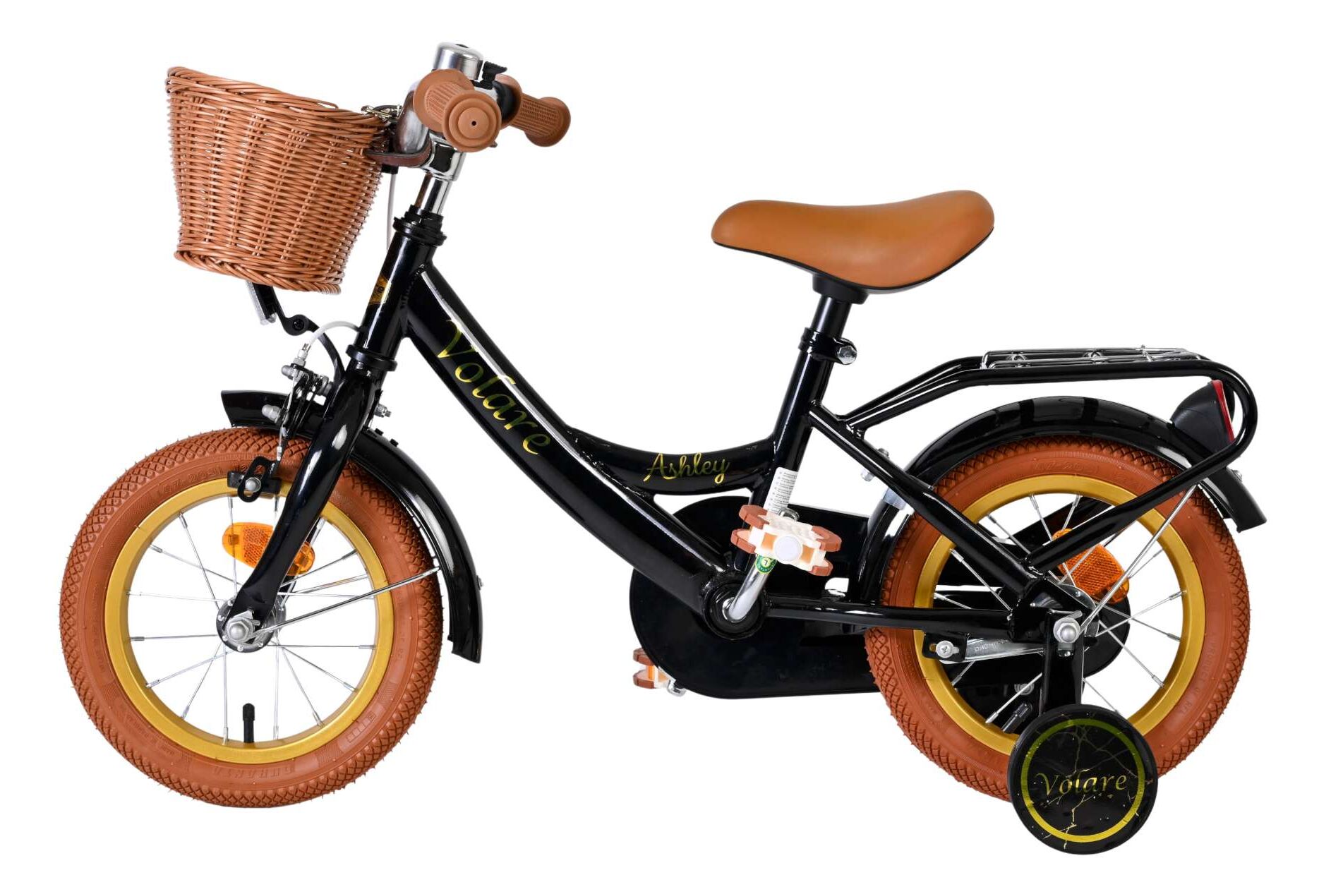 Volare Kinderfahrrad Ashley für Mädchen 12 Zoll Kinderrad in Schwarz