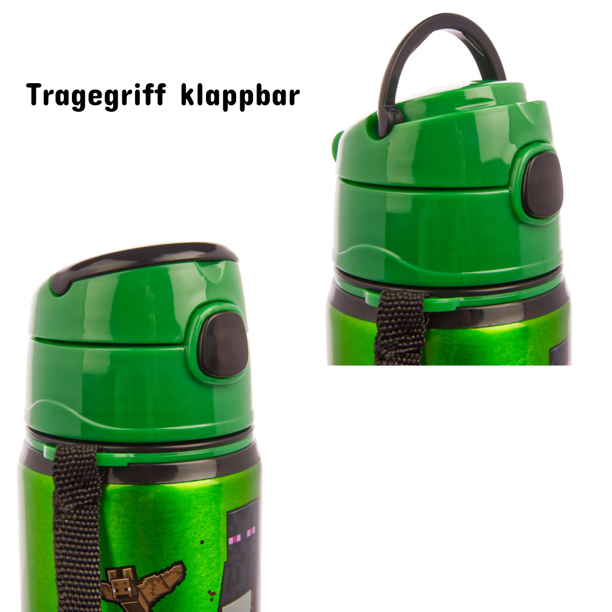Trinkflasche Minecraft mit Tragegurt Aluminium 600ml Trinkflasche Minecraft mit Tragegurt Aluminium 600ml