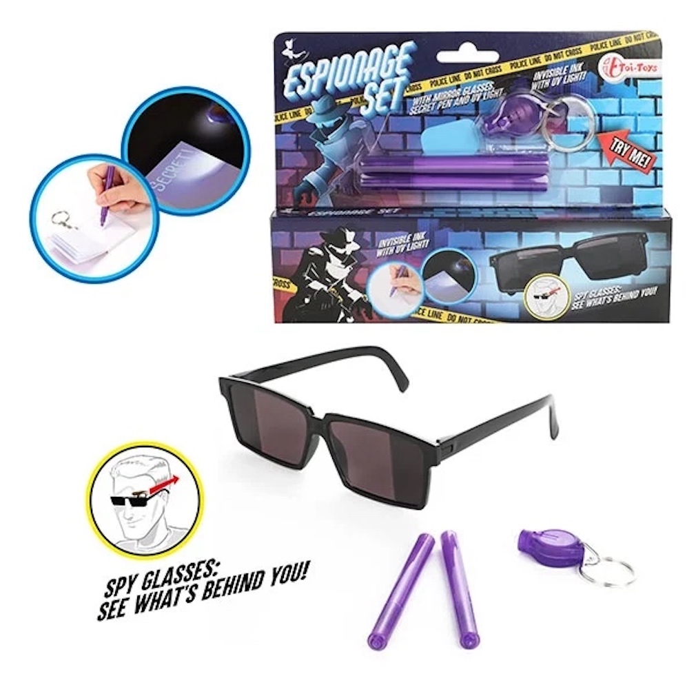 Spionage Set mit Spiegelbrille, Geheim Stift und UV-Lampe Spionage Set mit Spiegelbrille, Geheim Stift und UV-Lampe