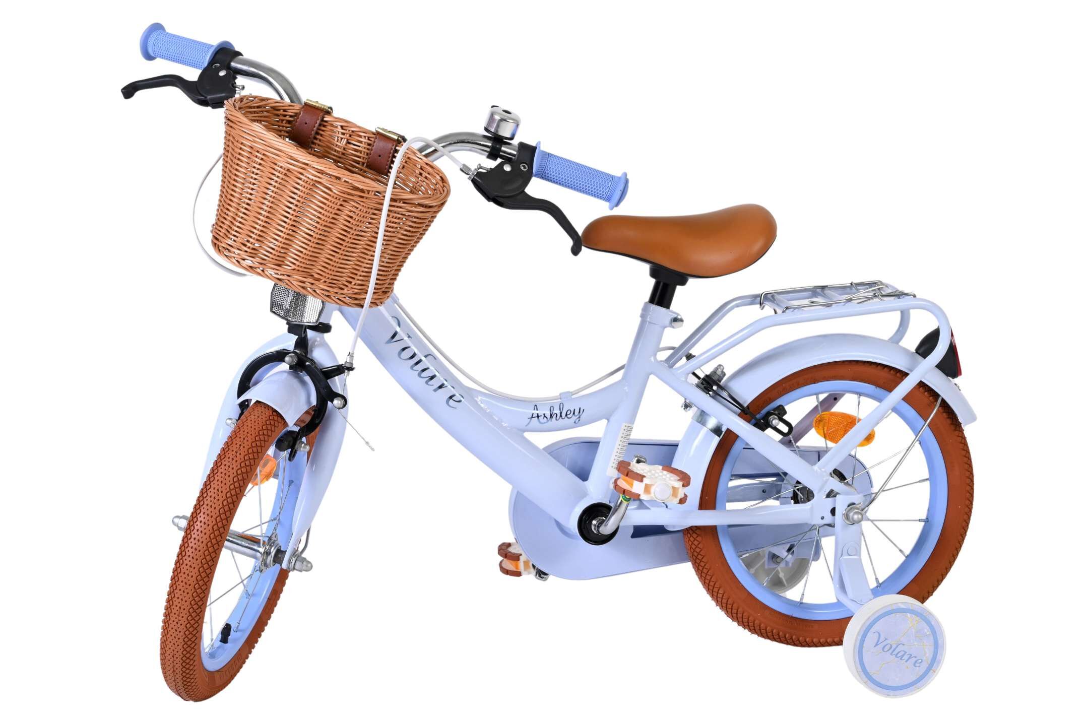 Kinderfahrrad Ashley für Mädchen 14 Zoll Kinderrad in Pastellblau, Zwei Handbremsen