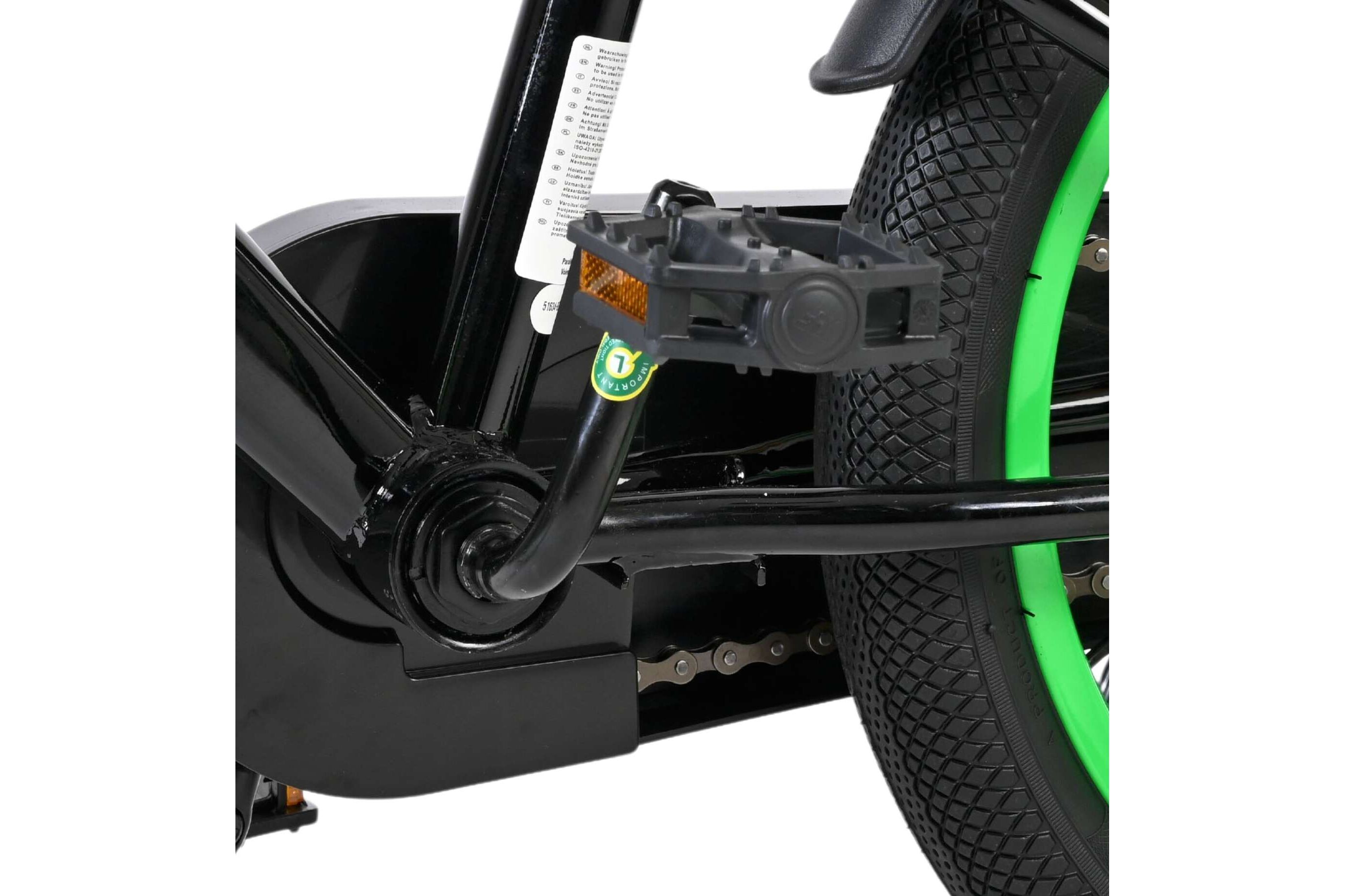 Volare Kinderfahrrad Strike für Jungen 16 Zoll Kinderrad in Schwarz Grün