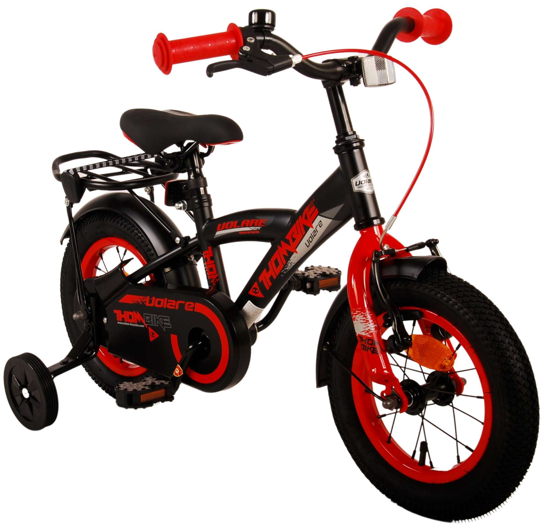 Kinderfahrrad Thombike für Jungen 12 Zoll Kinderrad in Schwarz Rot